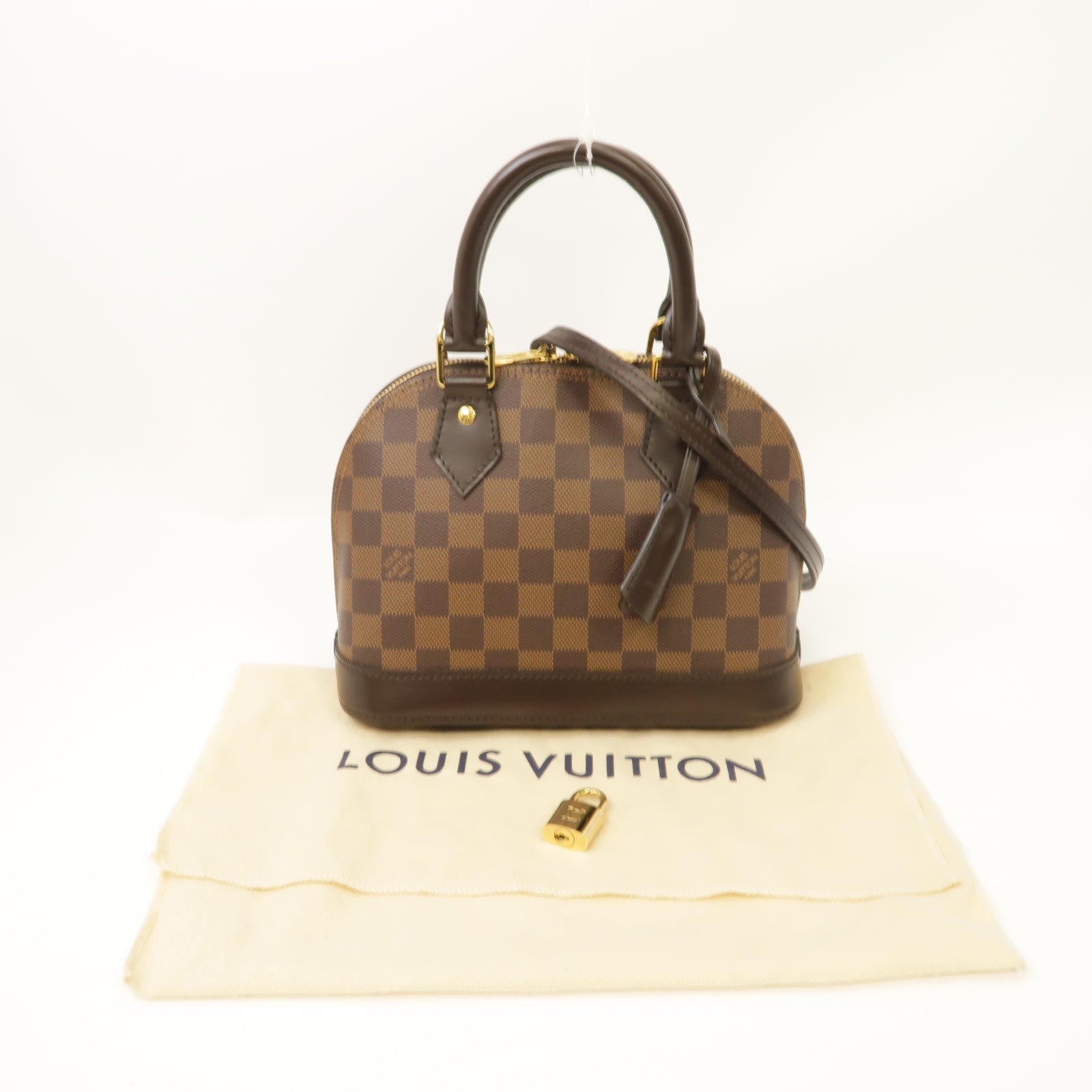 LOUIS VUITTON Damier Alma BB金扣手挽肩背兩用袋啡色