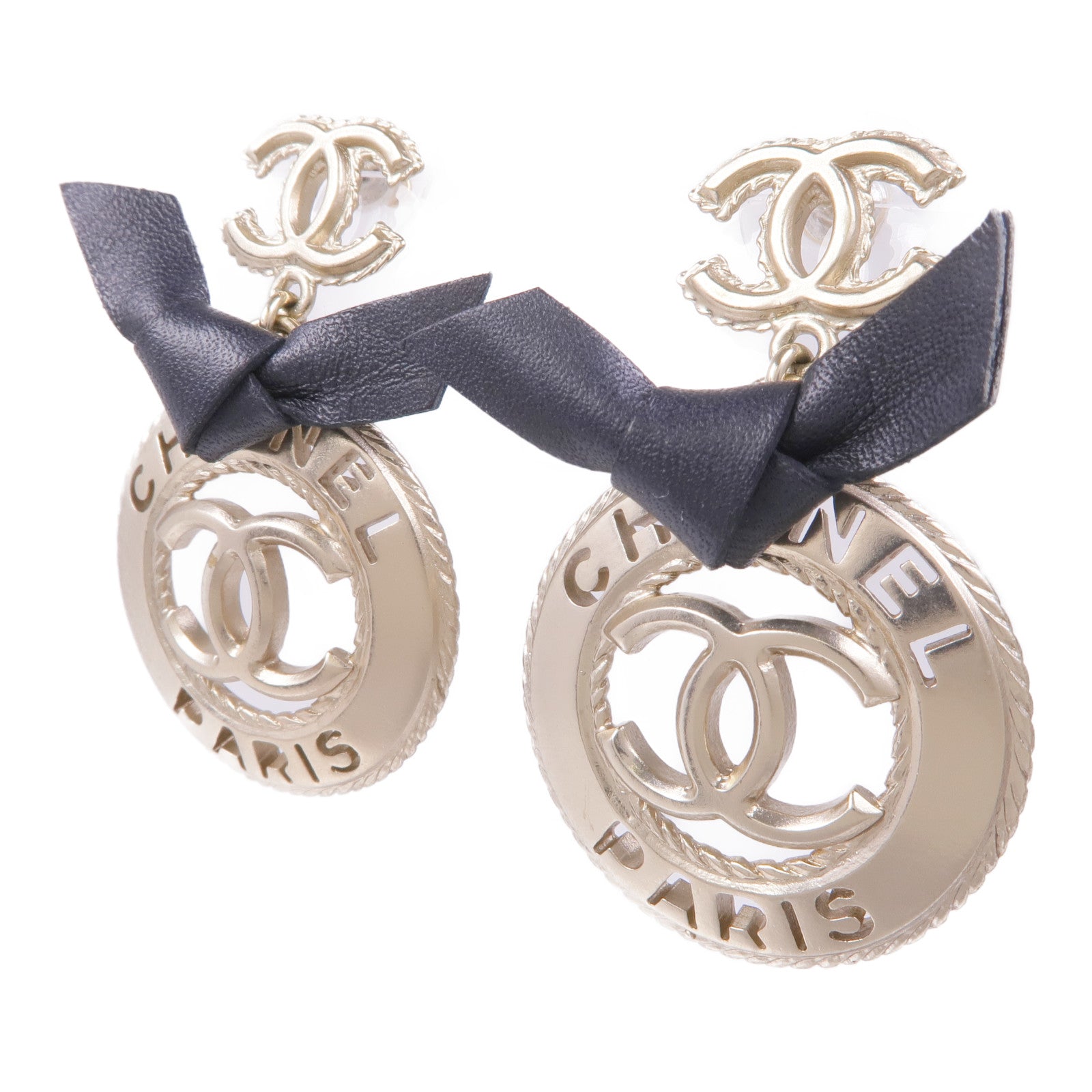 CHANEL 金屬/羊皮皮革Earrings耳環