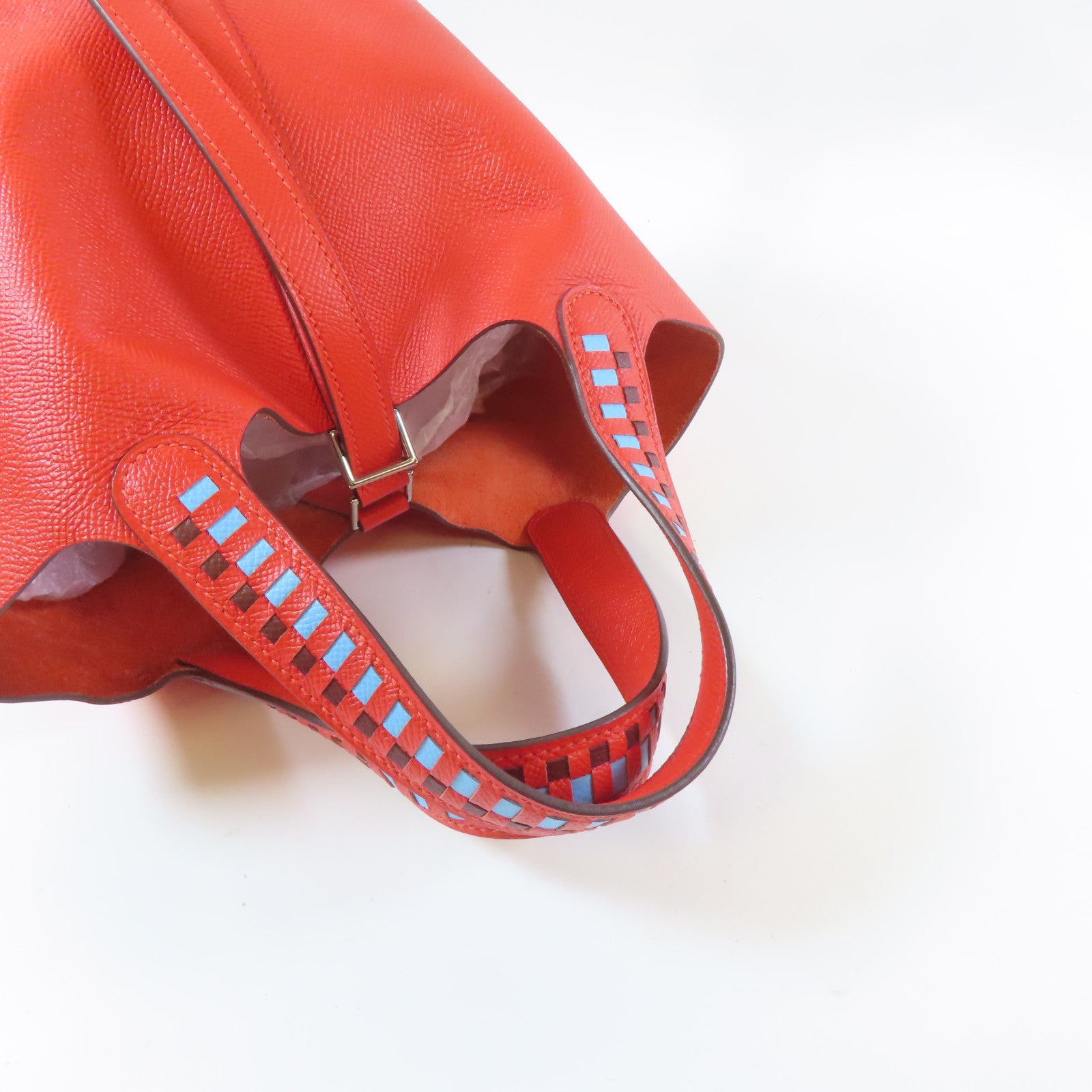 HERMES Epsom皮革Picotin PM Bucket Tote Bag銀扣手挽袋紅色