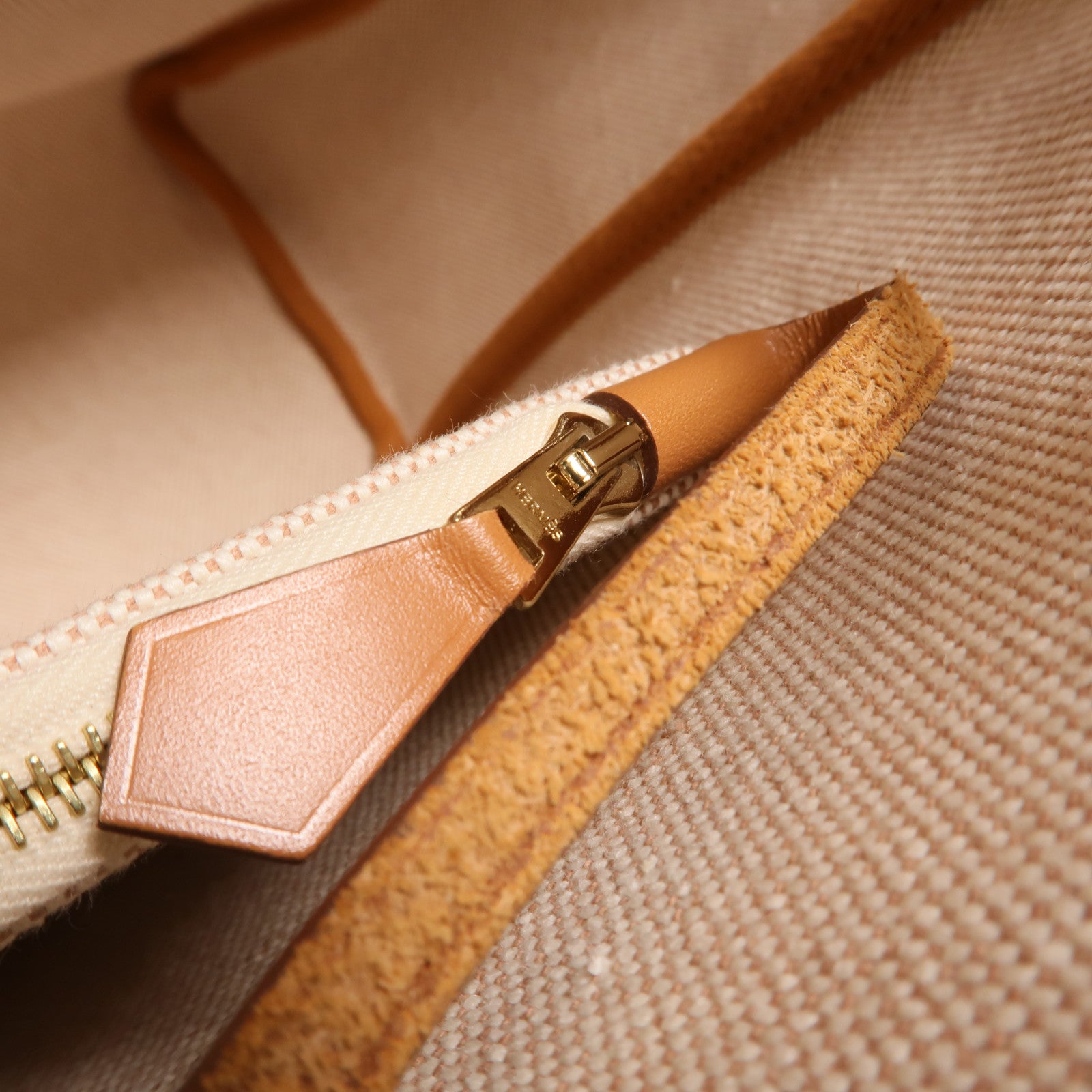 HERMES 帆布Herbag PM手挽肩背兩用袋Orange Mecano/Beige