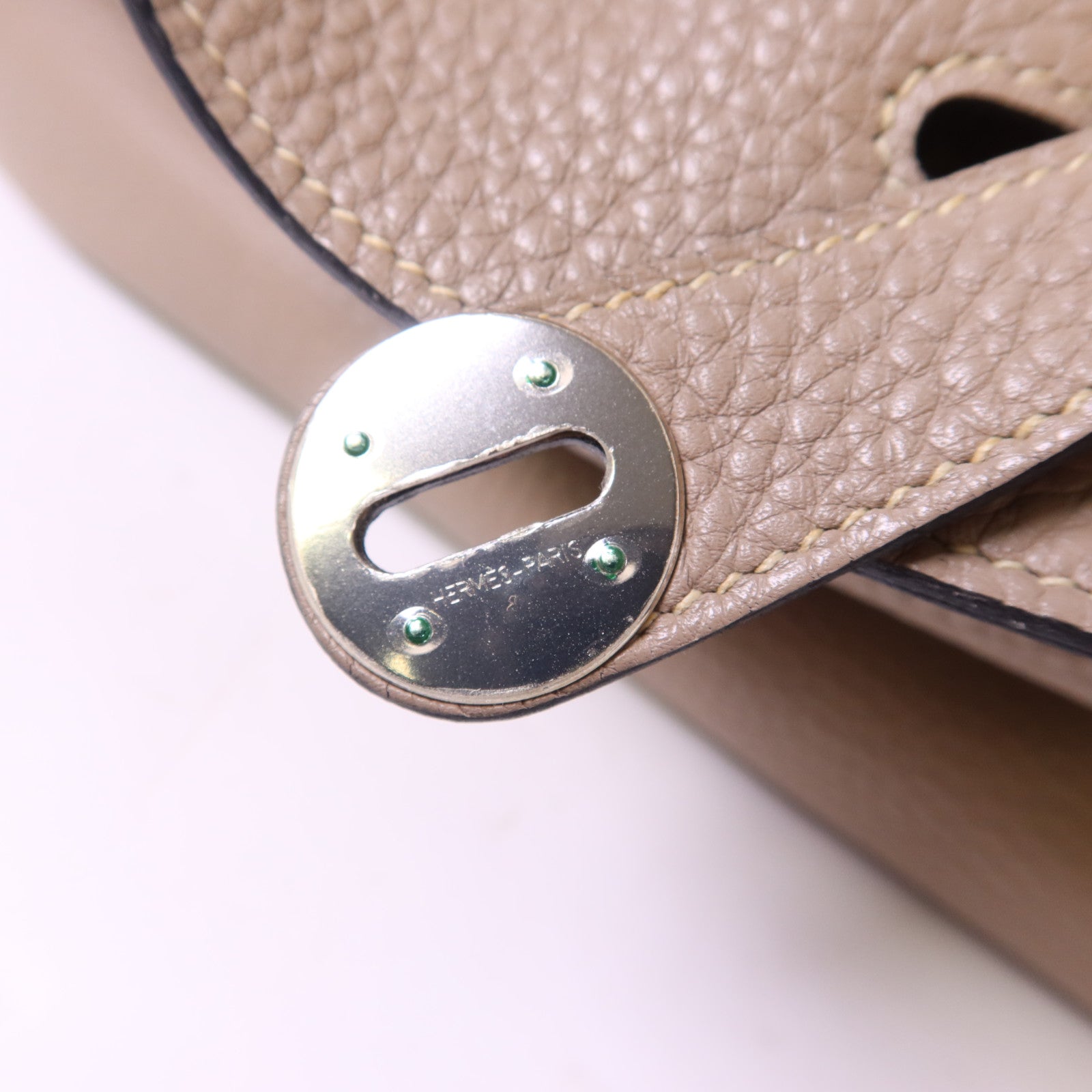 HERMES Clemence皮革Lindy 34銀扣手挽肩背兩用袋Gris Tourterelle