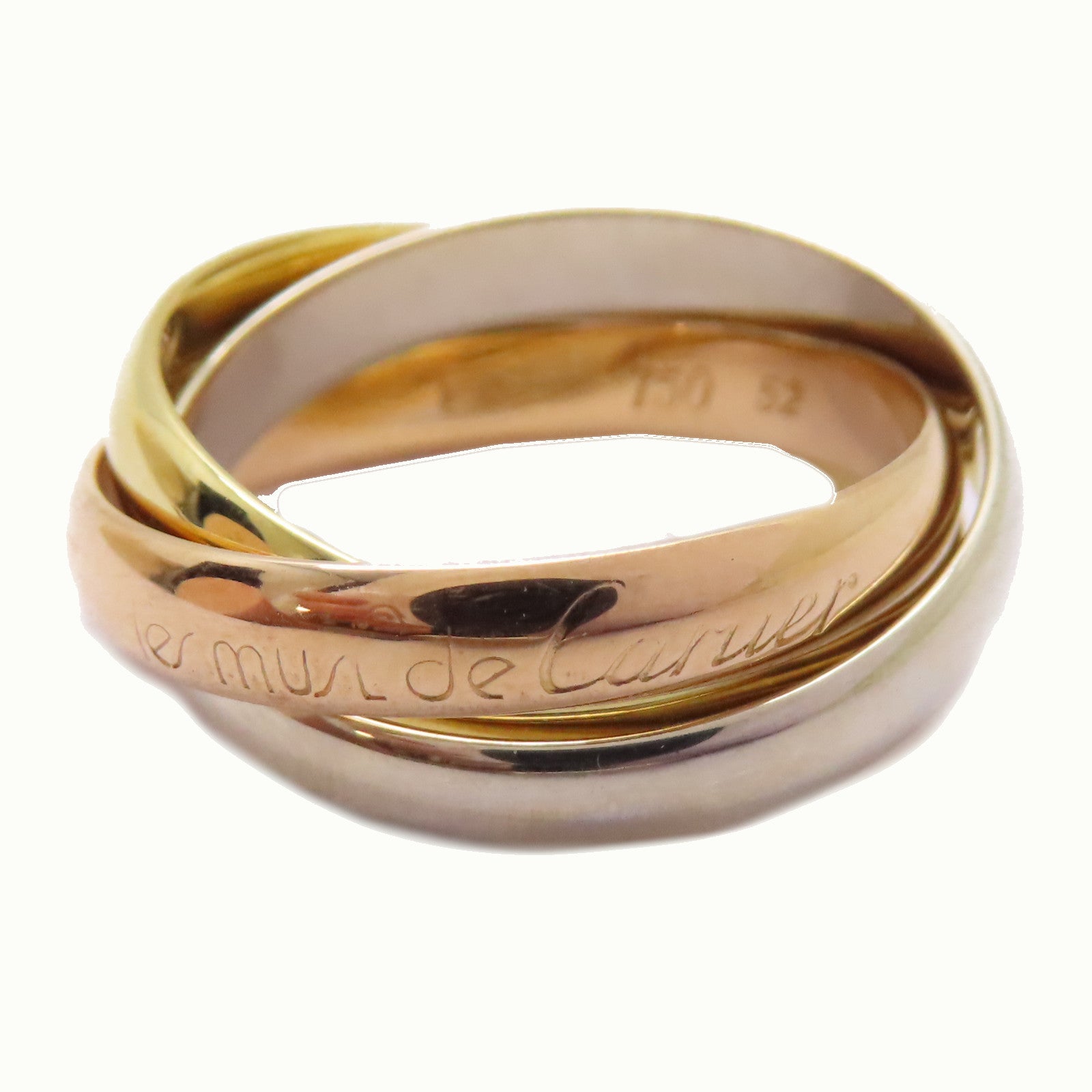 CARTIER 18K黃金/白金/玫瑰金Trinity Ring戒指US#6/Cartier#52