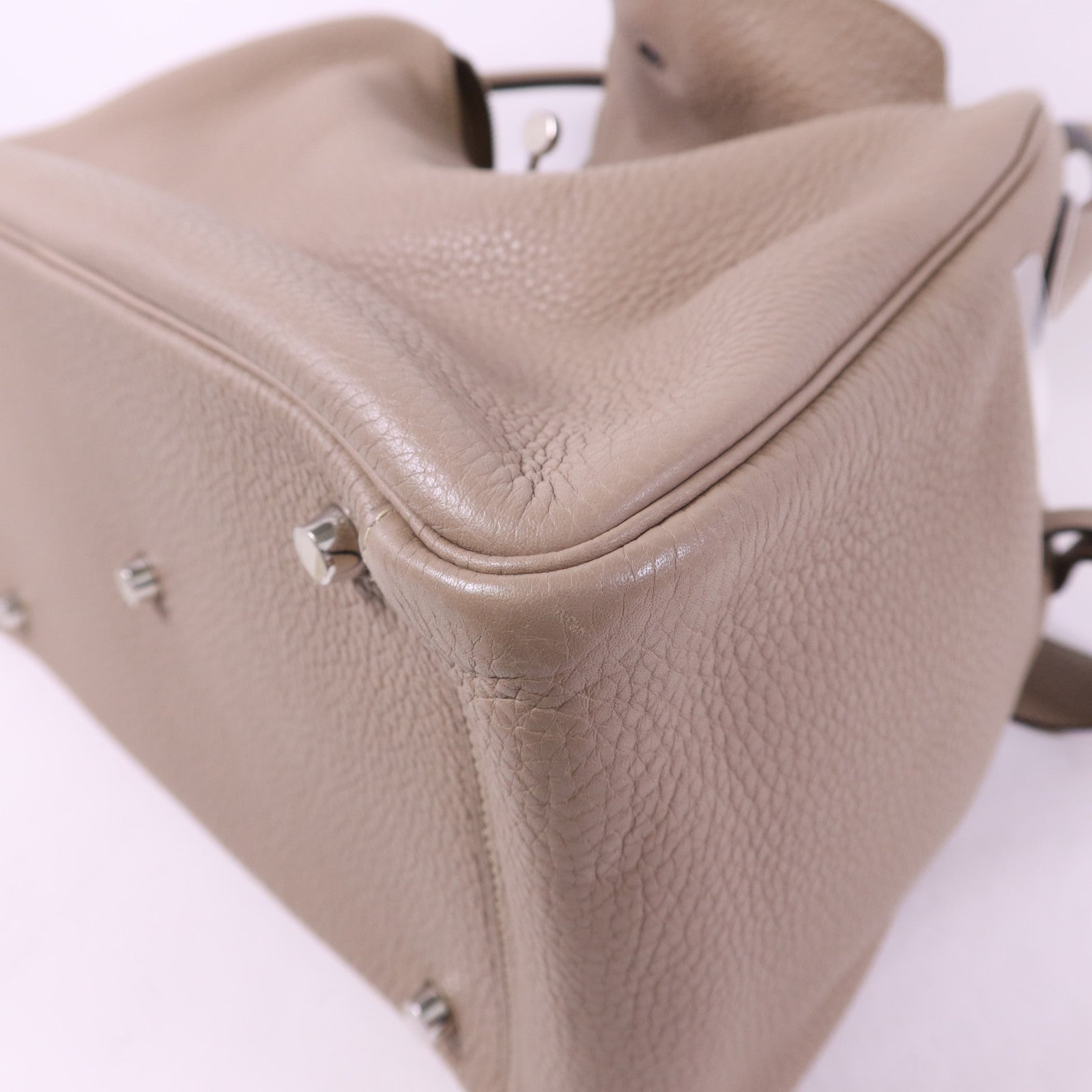 HERMES Clemence皮革Lindy 34銀扣手挽肩背兩用袋Gris Tourterelle