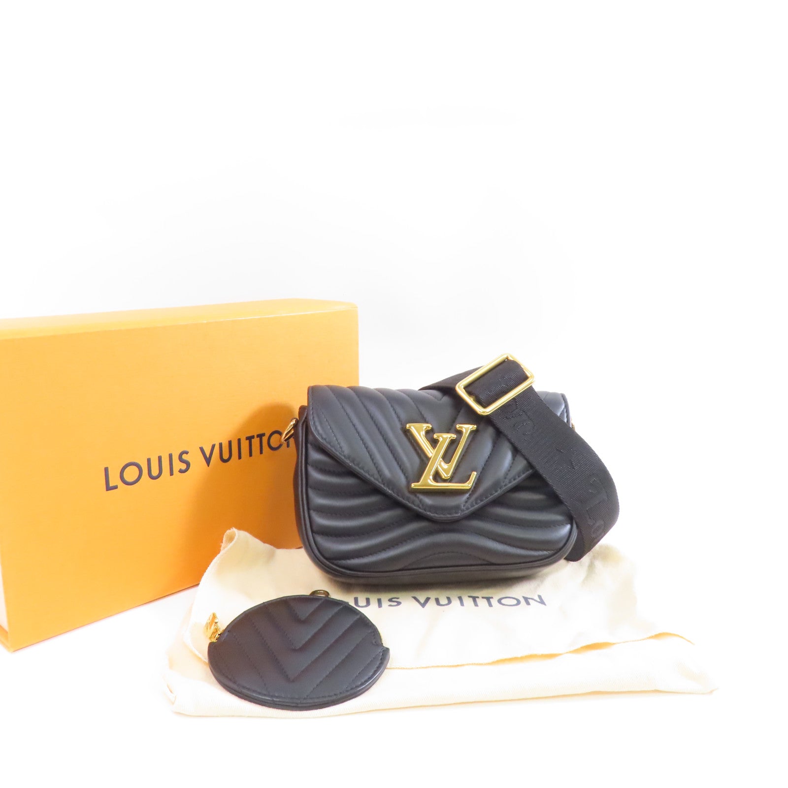LOUIS VUITTON 牛皮皮革New Wave Multi Pochette金扣肩背袋黑色