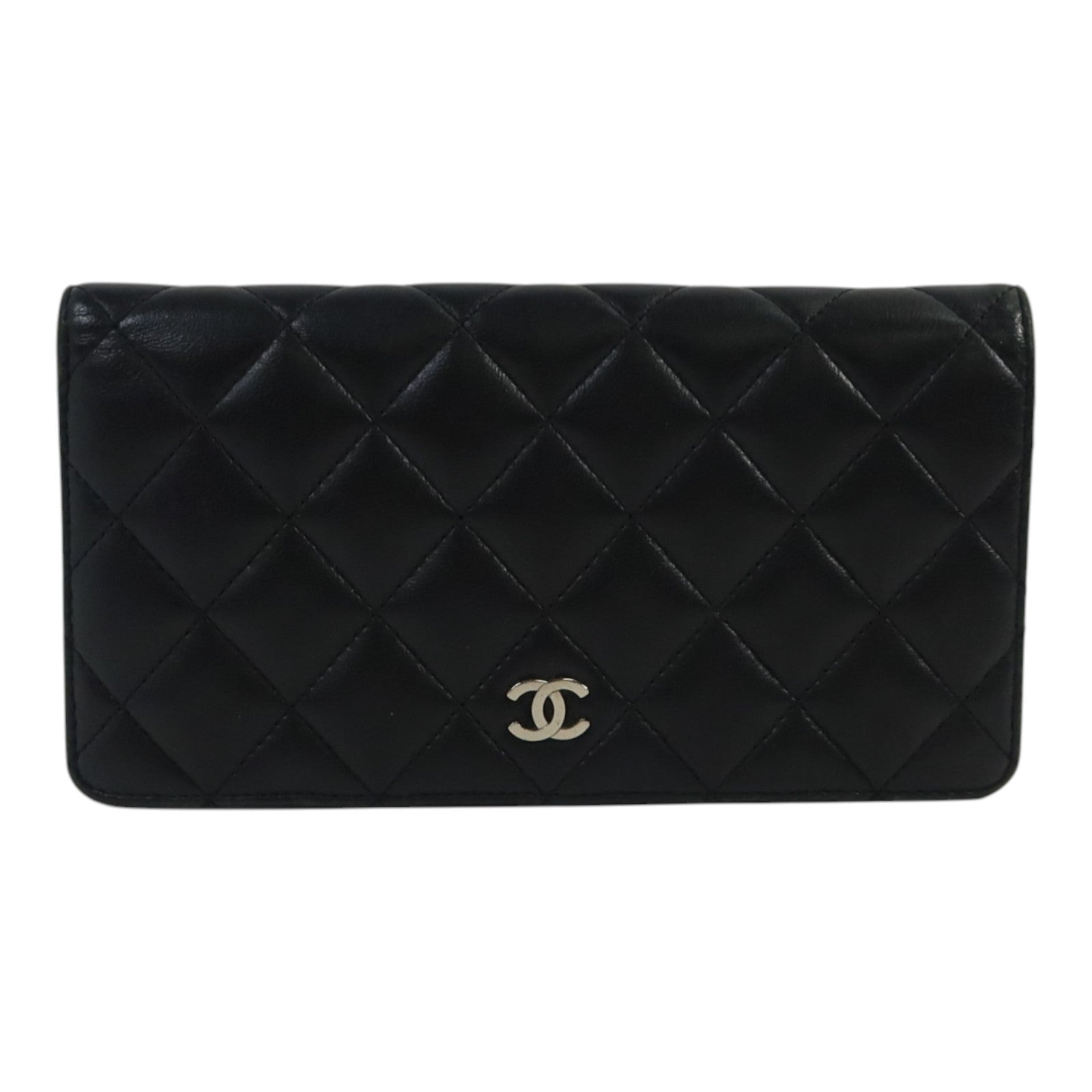 CHANEL 羊皮皮革Long Wallet銀扣長錢包