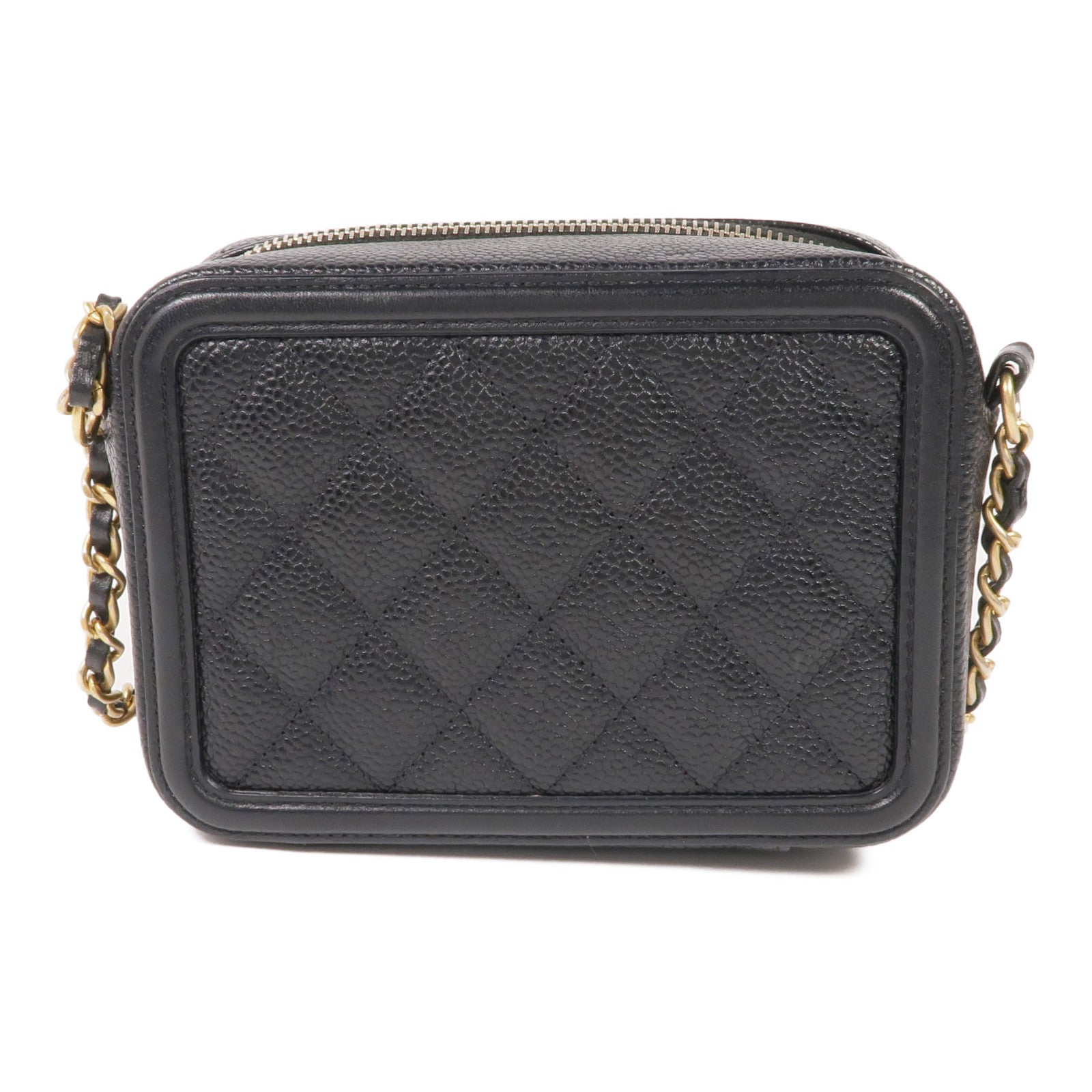CHANEL 牛皮皮革Filigree Camera Bag金扣鏈帶肩背袋