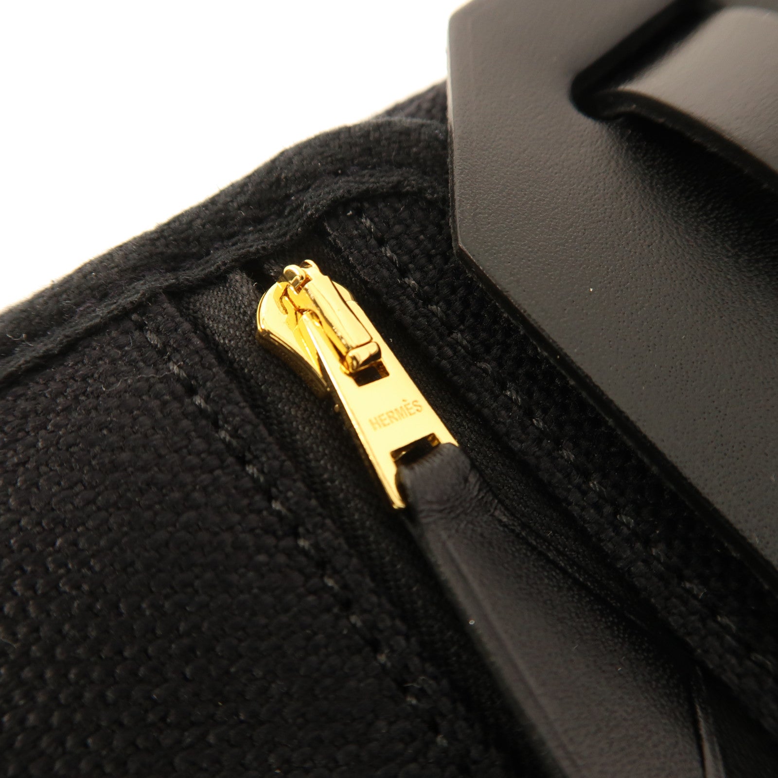 HERMES 帆布Mini Herbag金扣肩背袋Noir