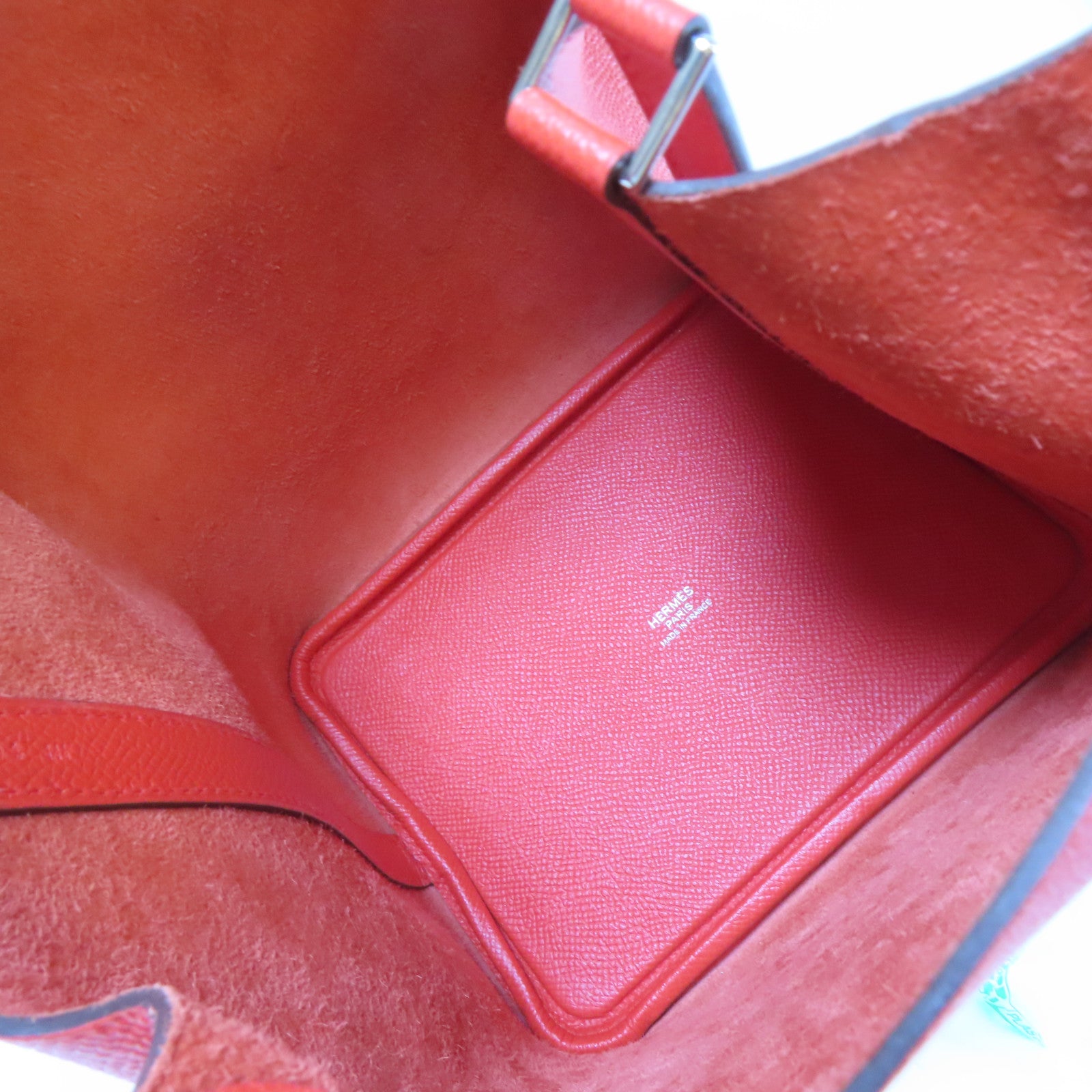 HERMES Epsom皮革Picotin PM Bucket Tote Bag銀扣手挽袋紅色