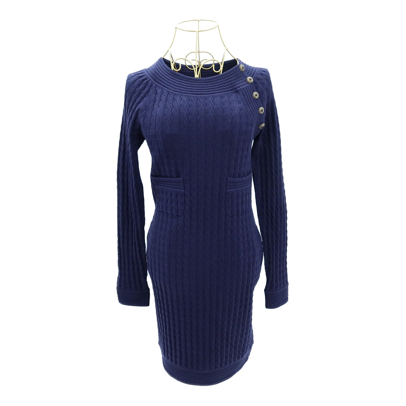 CHANEL Wool/Polyester Long-Sleeve Dress連身裙