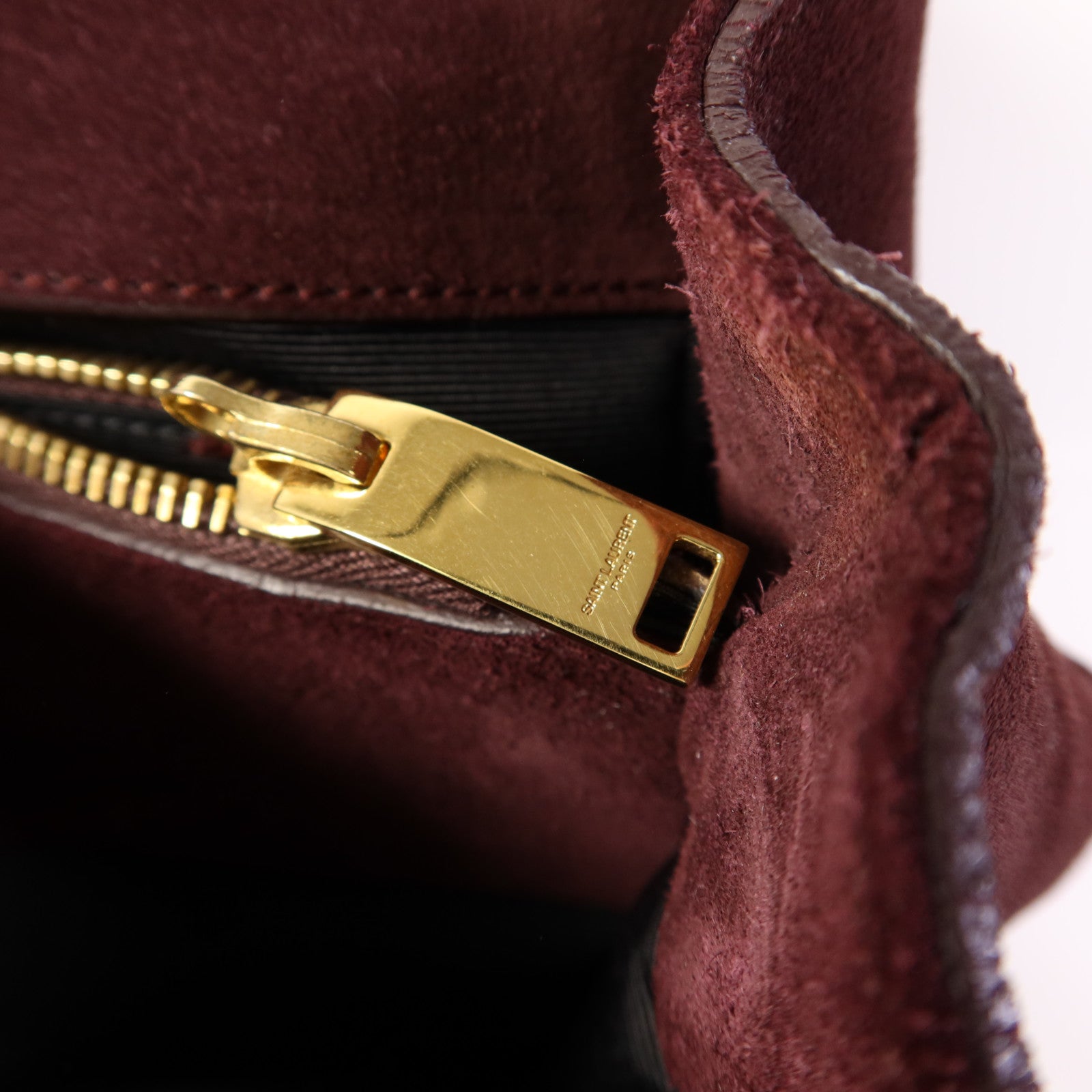 SAINT LAURENT 絨布/牛皮皮革2 Way Shoulder Bag金扣手挽肩背兩用袋