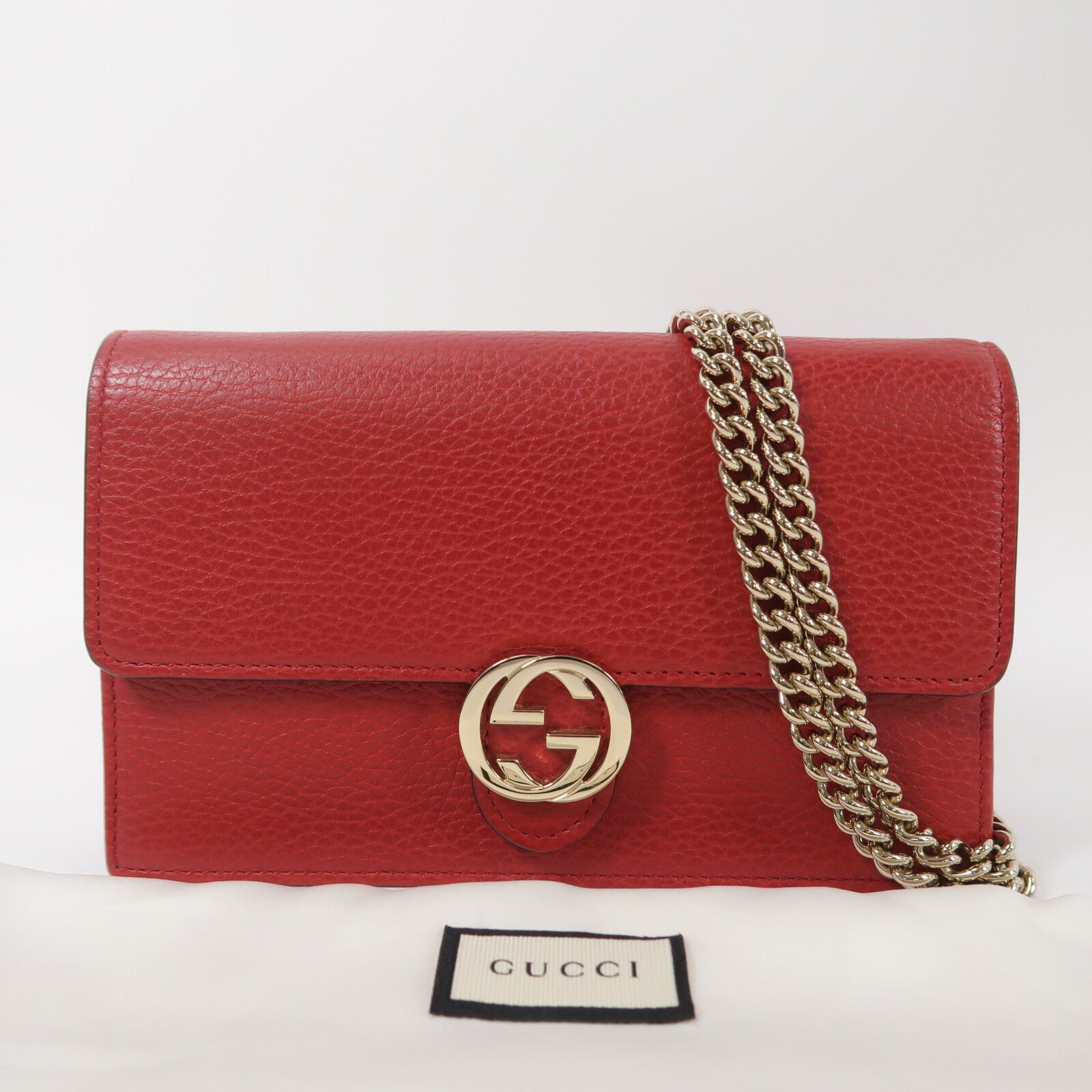 GUCCI 牛皮皮革Chain Shoulder鏈帶肩背袋