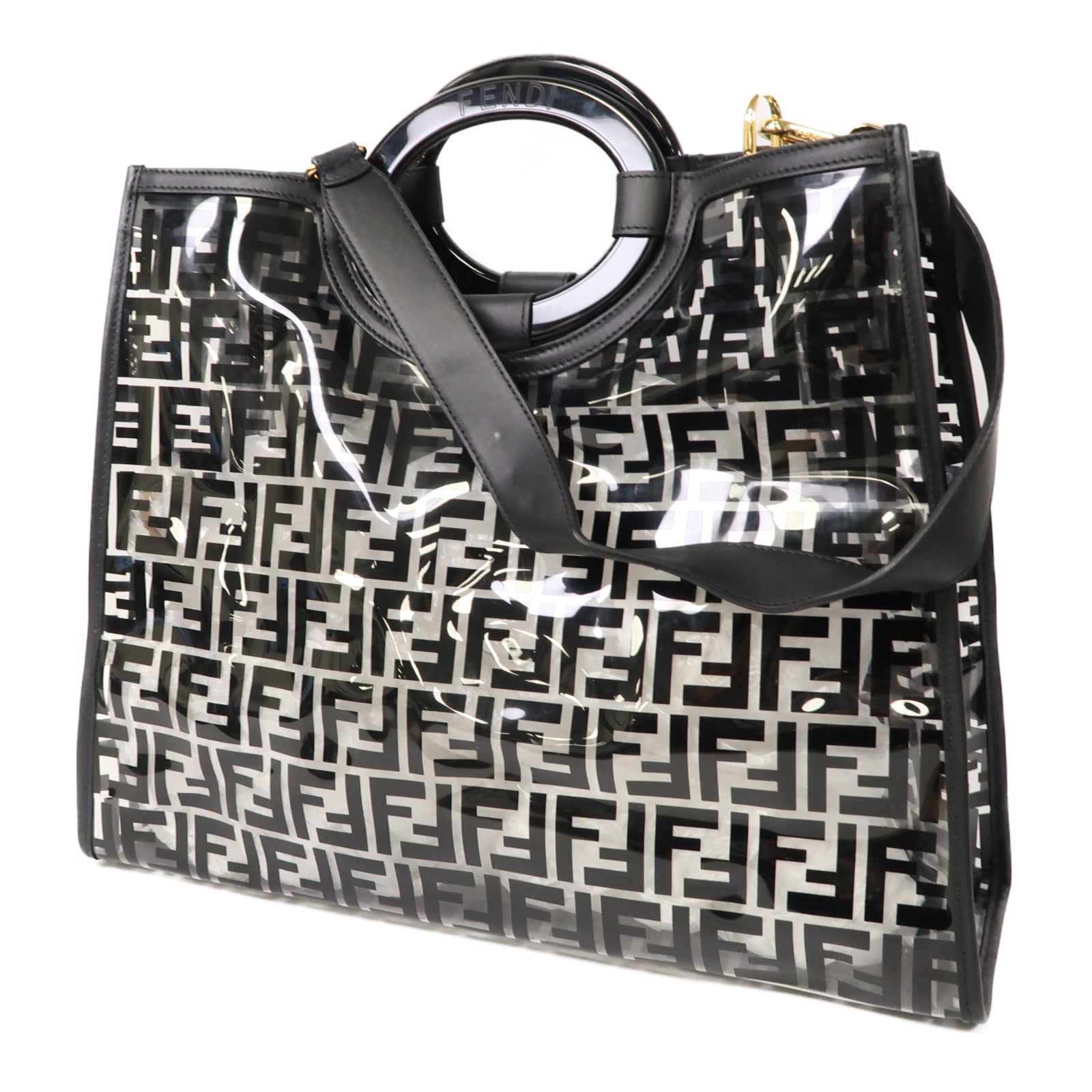 FENDI PVC 2 Way Shoulder Bag金扣手挽肩背兩用袋黑色