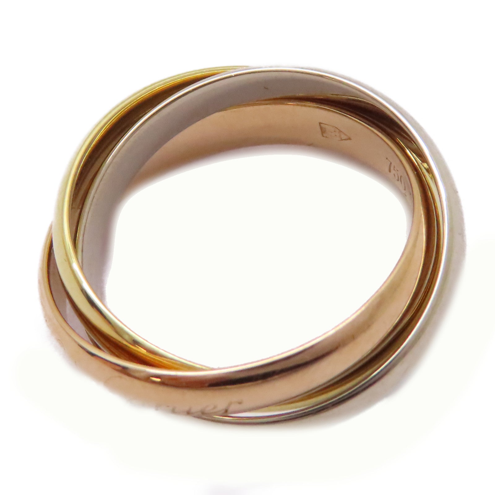 CARTIER 18K黃金/白金/玫瑰金Trinity Ring戒指US#6/Cartier#52