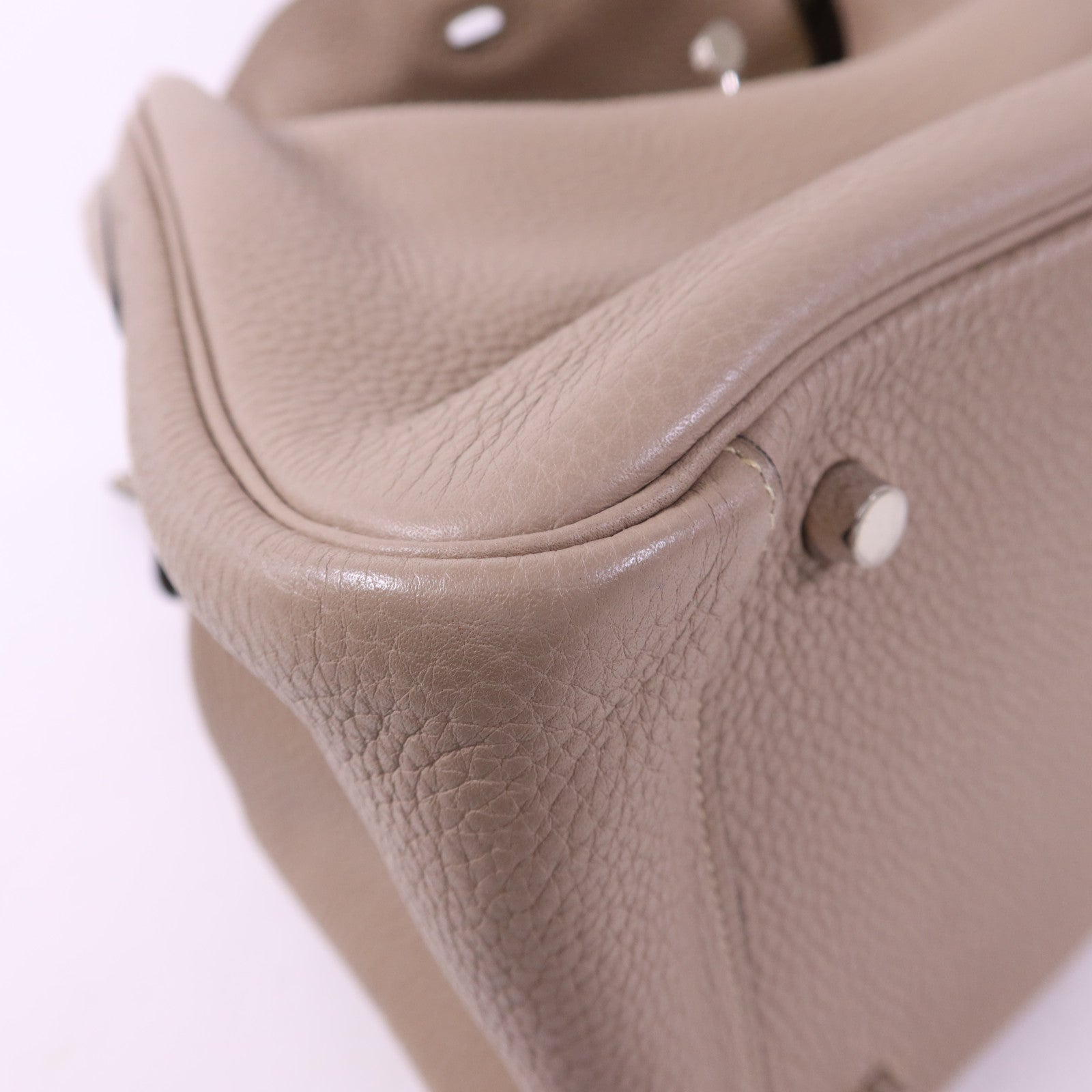 HERMES Clemence皮革Lindy 34銀扣手挽肩背兩用袋Gris Tourterelle