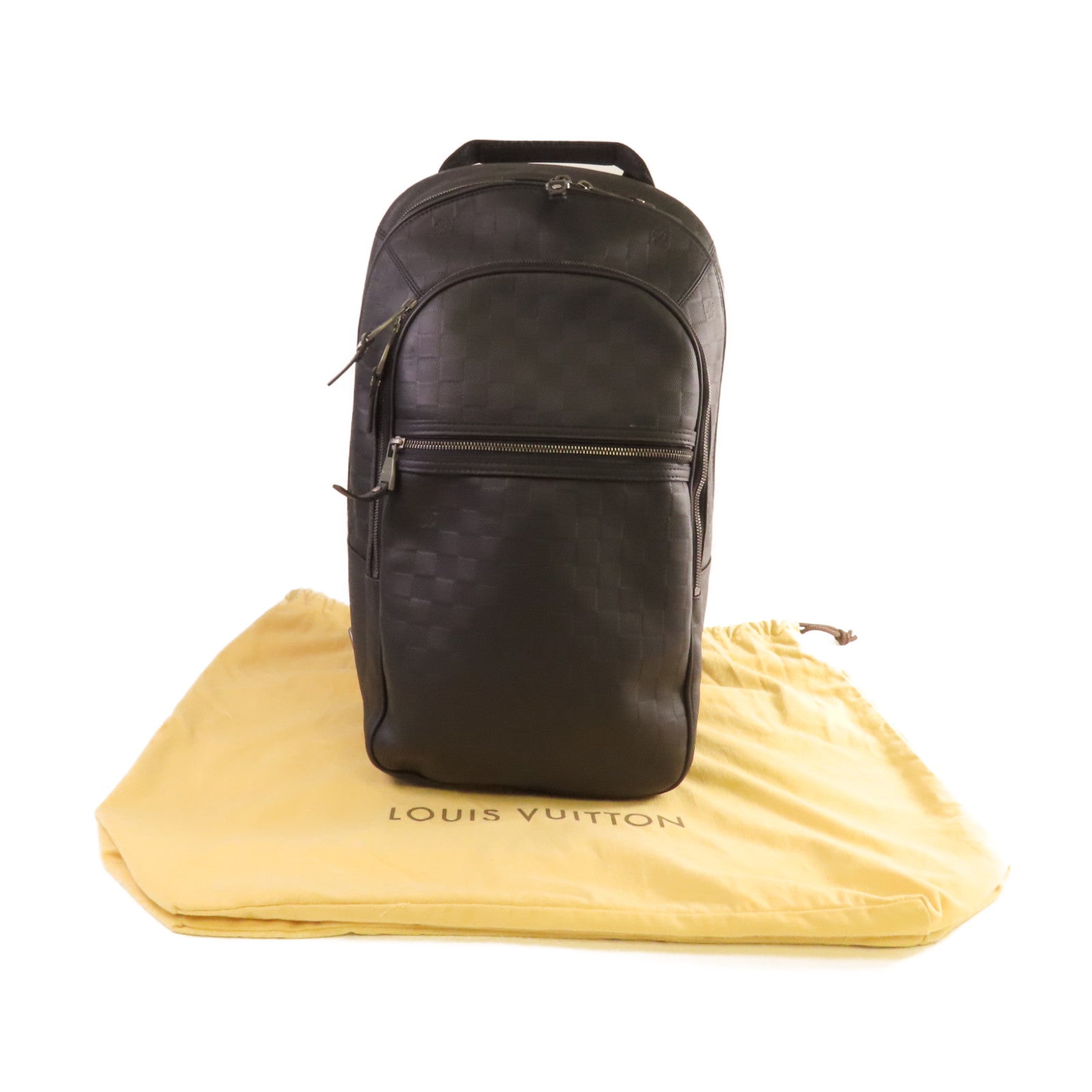 LOUIS VUITTON Damier Infini Michael Backpack銀扣背包黑色