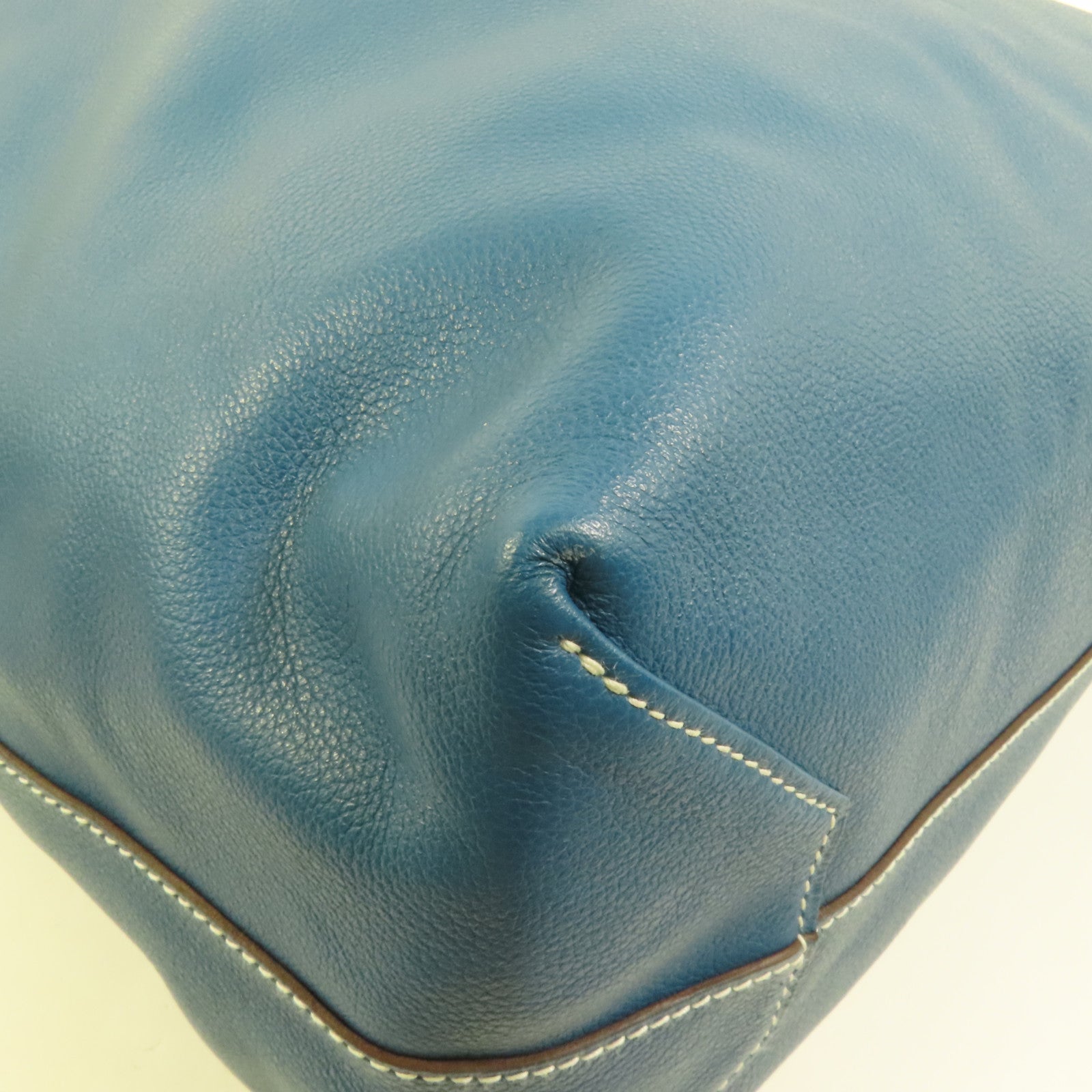 HERMES Clemence皮革Double Sens 45手挽袋Etain/Bleu Izmir