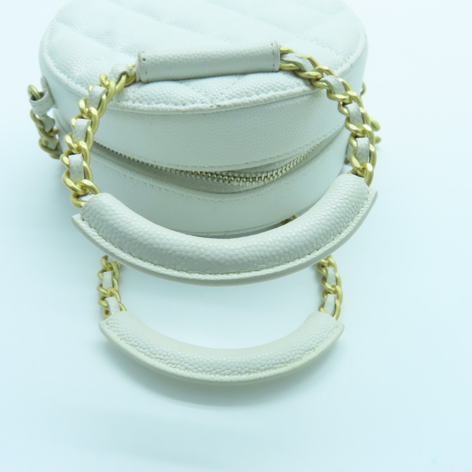 CHANEL 牛皮皮革2way Shoulder Bag金扣手挽肩背两用袋白色