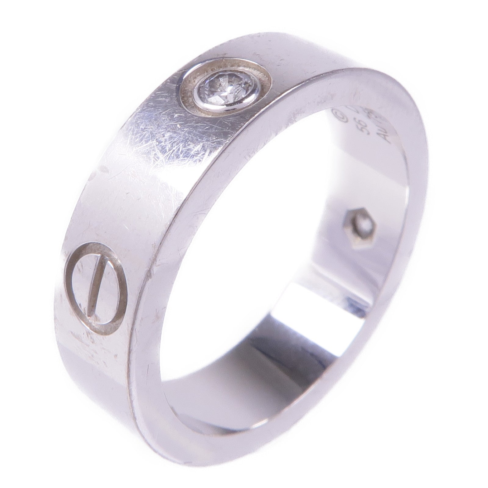 CARTIER 18K白金Love Ring 3P Diamond鑽石戒指Cartier#56/US#7.5