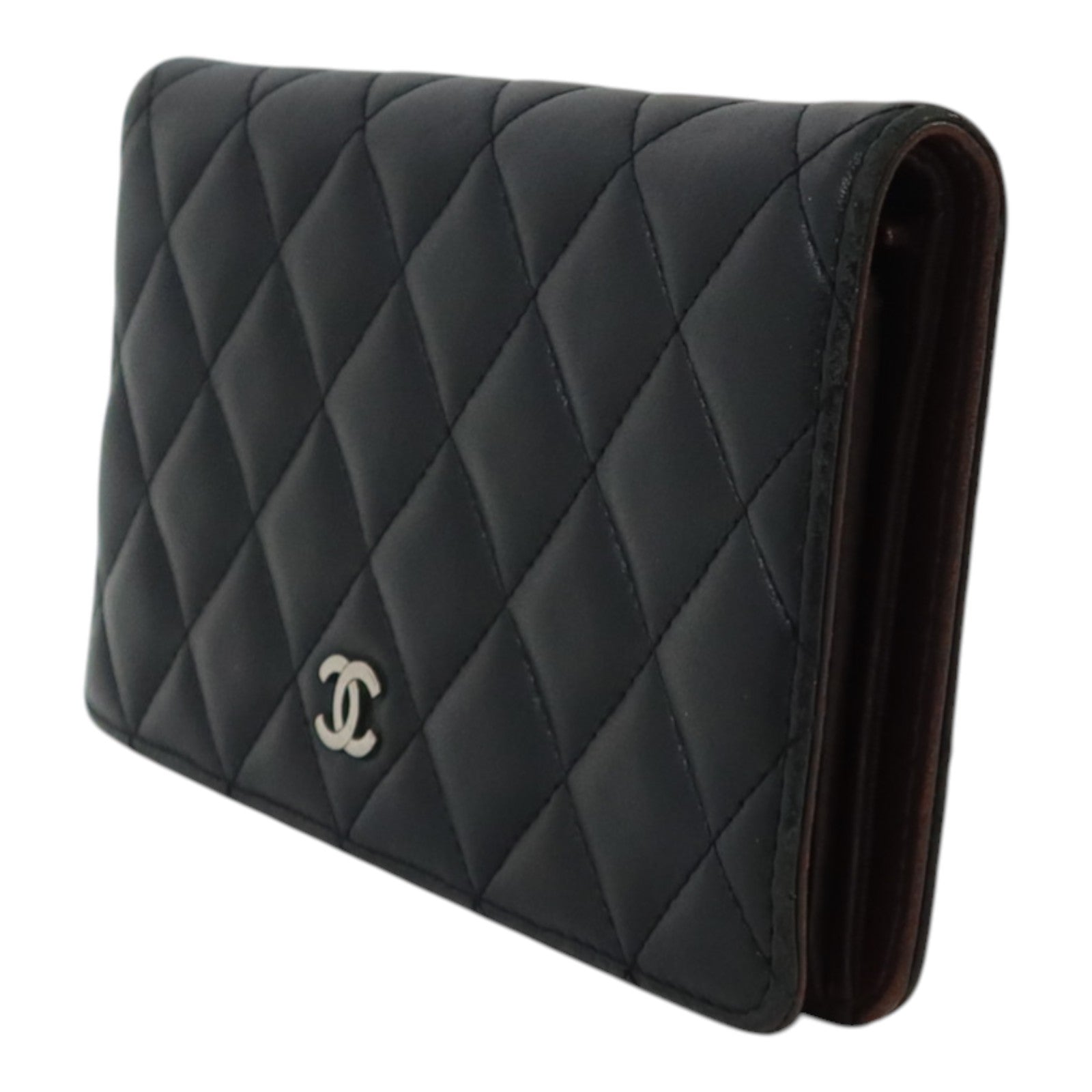 CHANEL 羊皮皮革Long Wallet銀扣長錢包