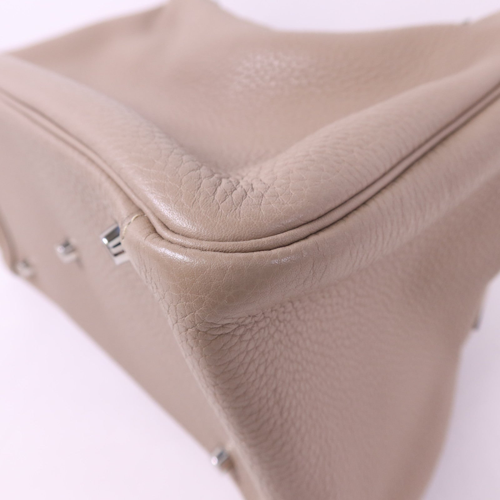 HERMES Clemence皮革Lindy 34銀扣手挽肩背兩用袋Gris Tourterelle