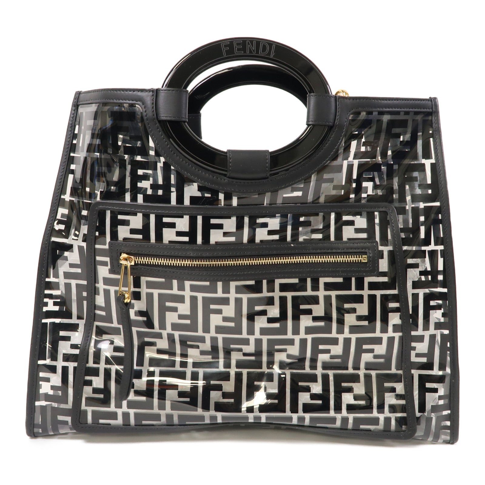 FENDI PVC 2 Way Shoulder Bag金扣手挽肩背兩用袋黑色