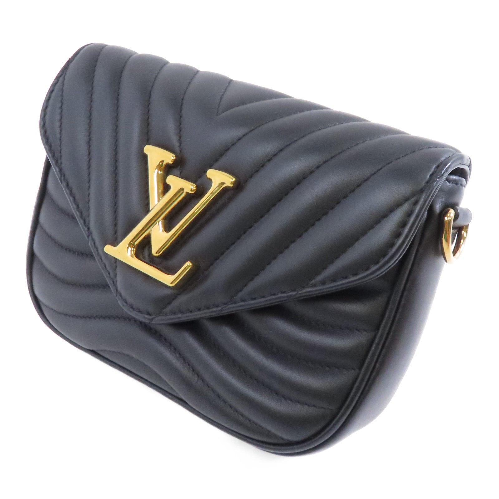 LOUIS VUITTON 牛皮皮革New Wave Multi Pochette金扣肩背袋黑色
