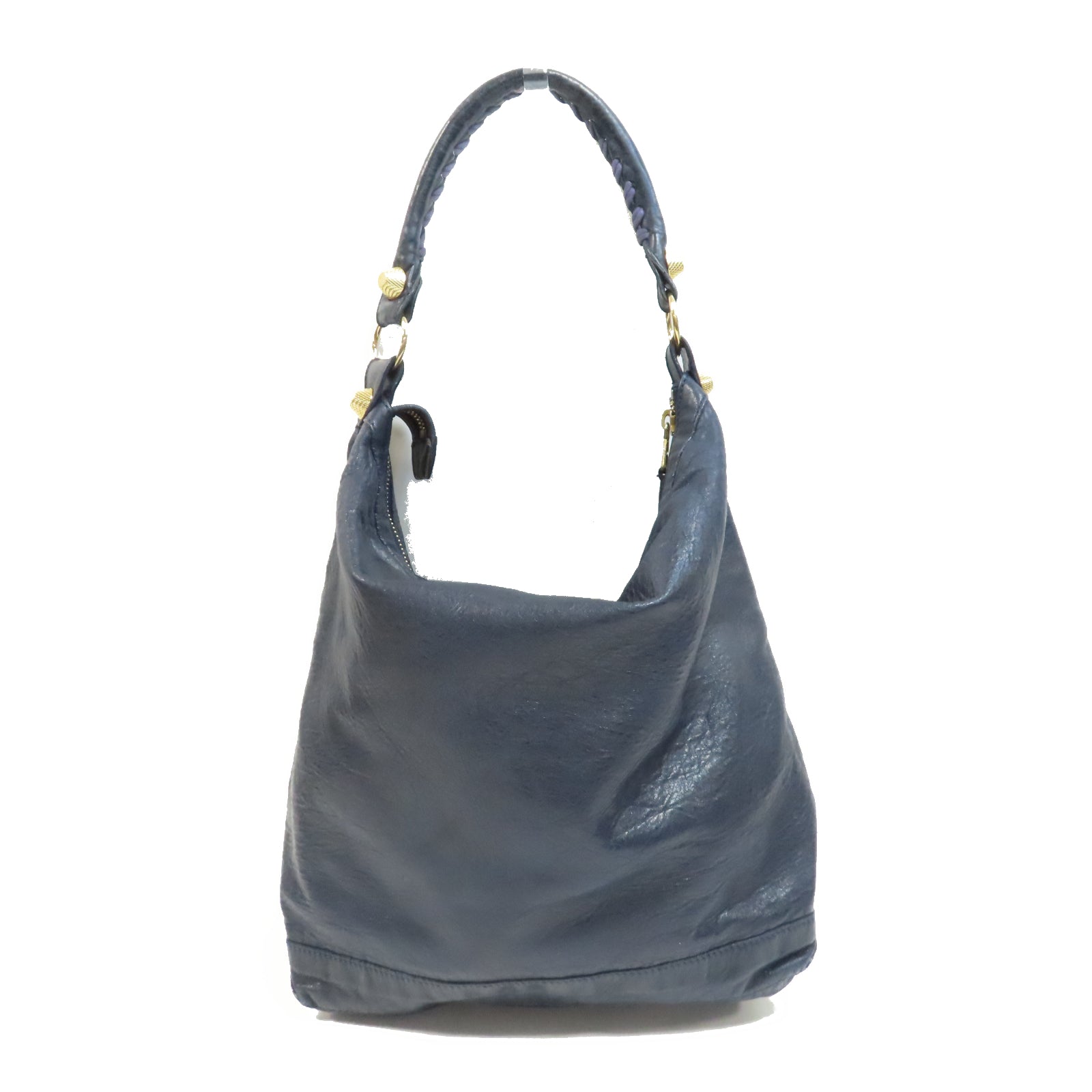 BALENCIAGA 牛皮皮革Gaint Day金扣肩背袋藍色