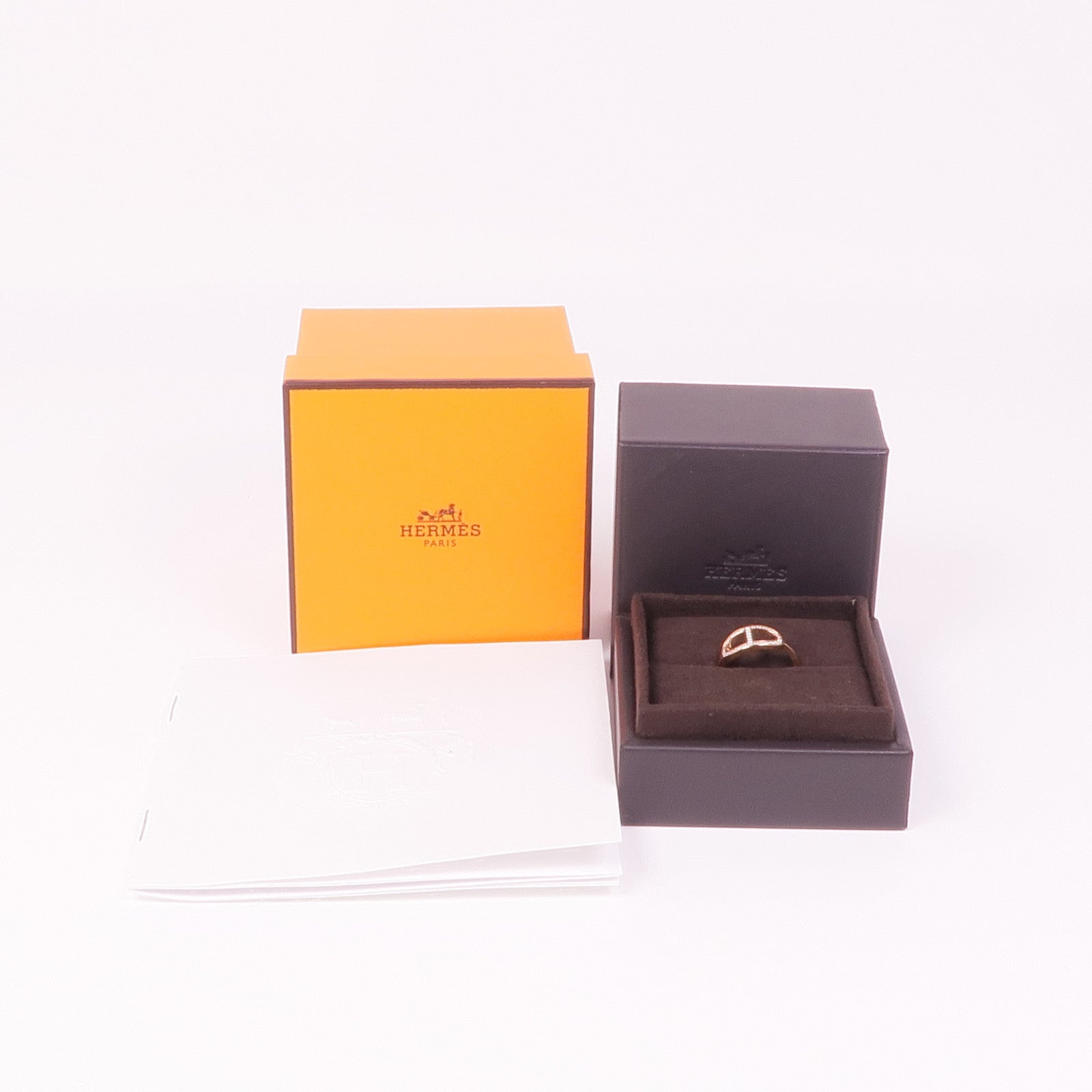 HERMES 18K玫瑰金Bague Chaine d'ancre Ring鑽石戒指Hermes#52/US#6