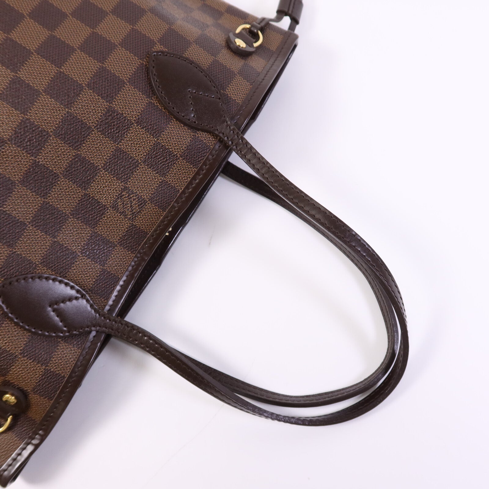 LOUIS VUITTON Damier Neverfull PM金扣手挽袋