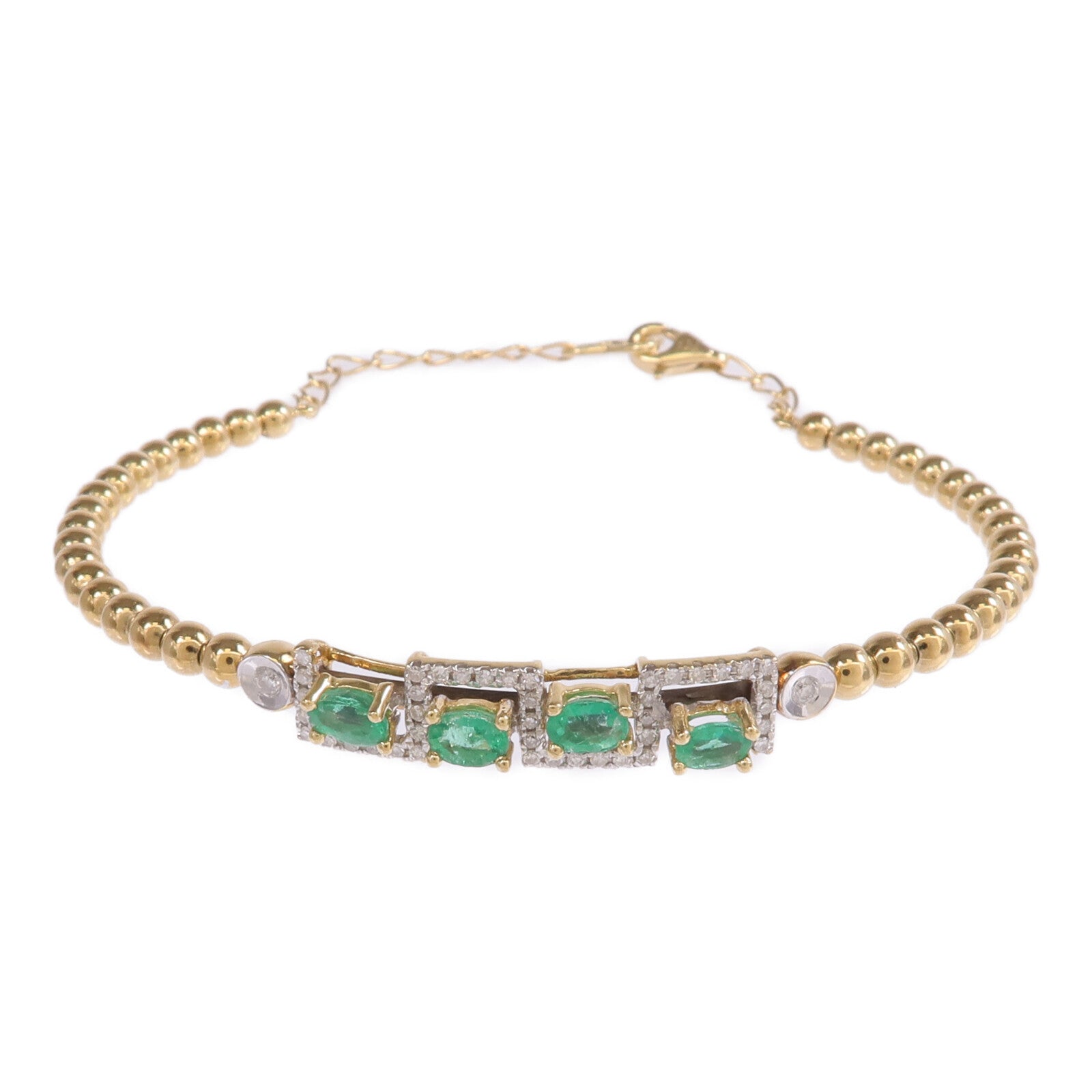 JEWELRY 18K黃金/白金Emerald Diamond Bracelet綠寶石/鑽石手鏈
