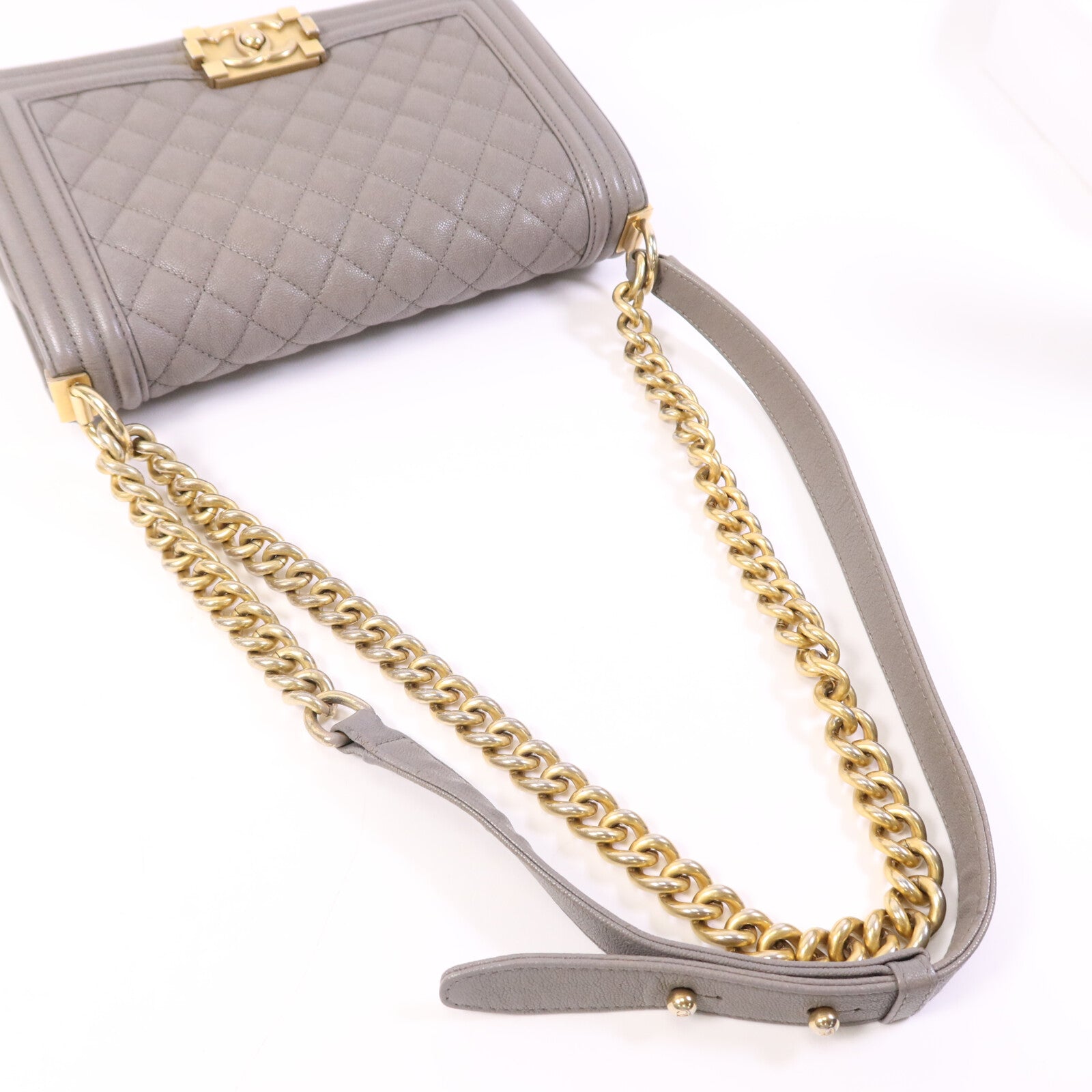CHANEL 【激減優惠】牛皮皮革Boy 25金扣鏈帶肩背袋