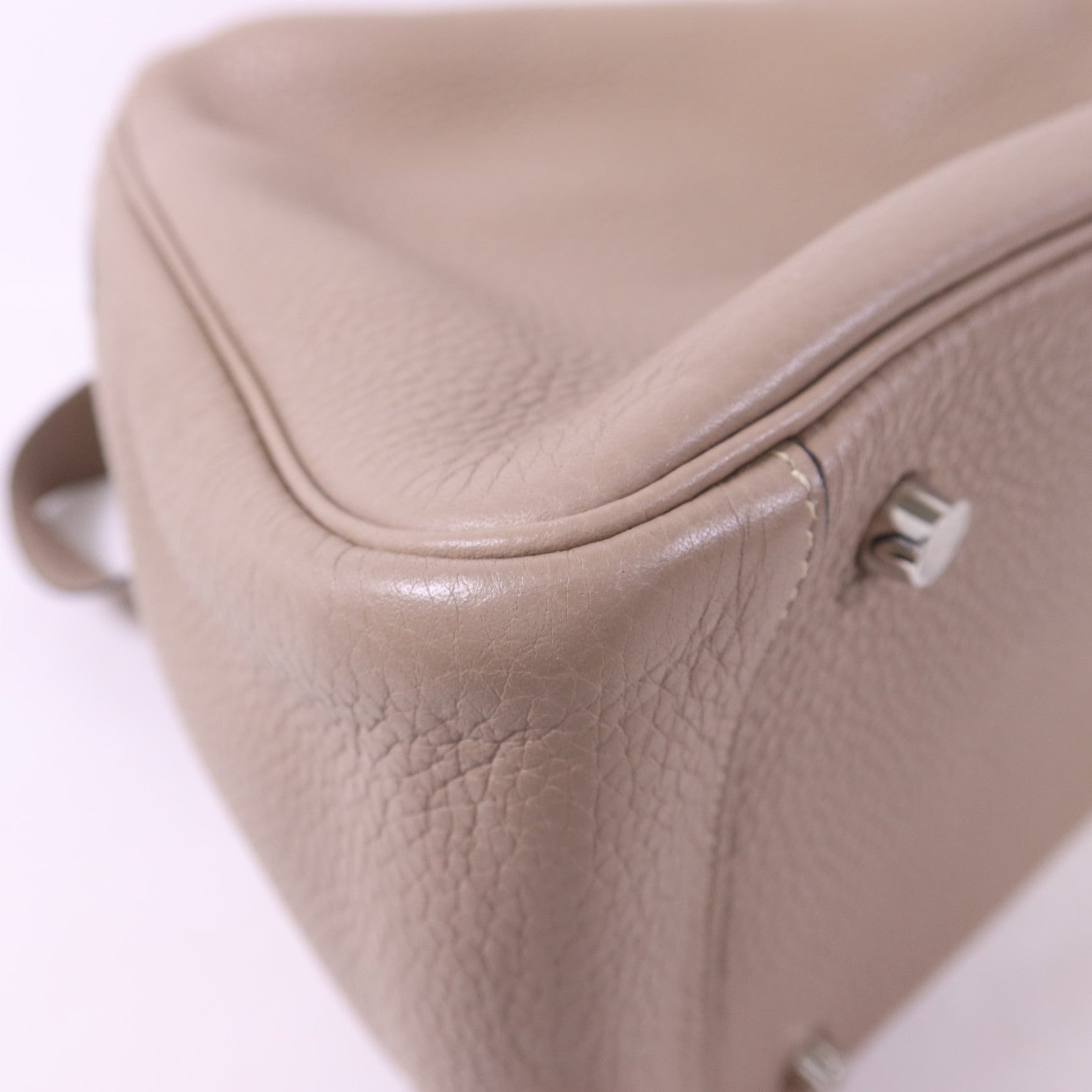 HERMES Clemence皮革Lindy 34銀扣手挽肩背兩用袋Gris Tourterelle