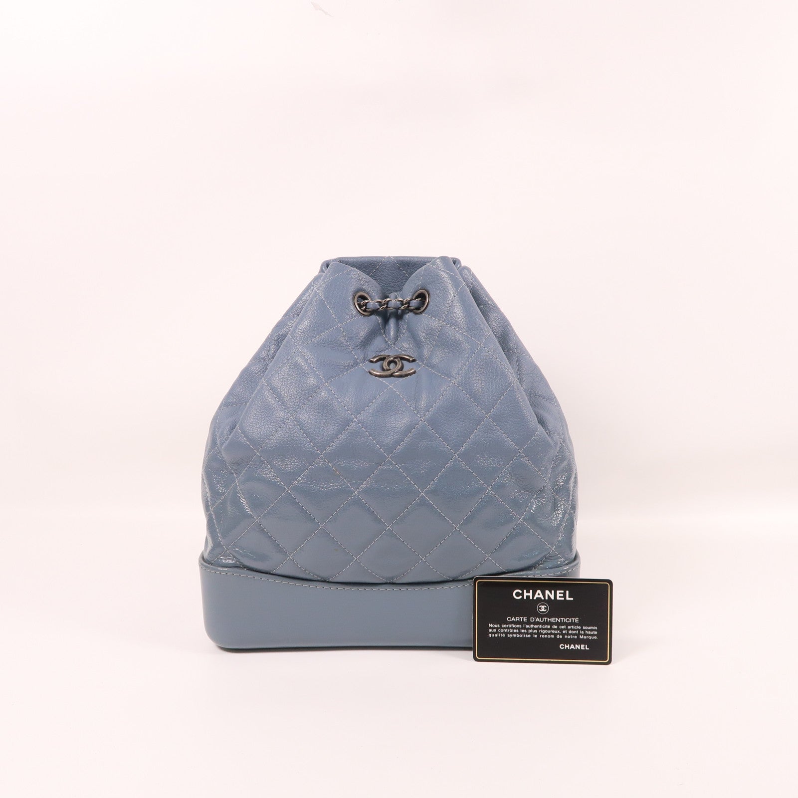 CHANEL 牛皮皮革Gabrielle Backpack背包藍色