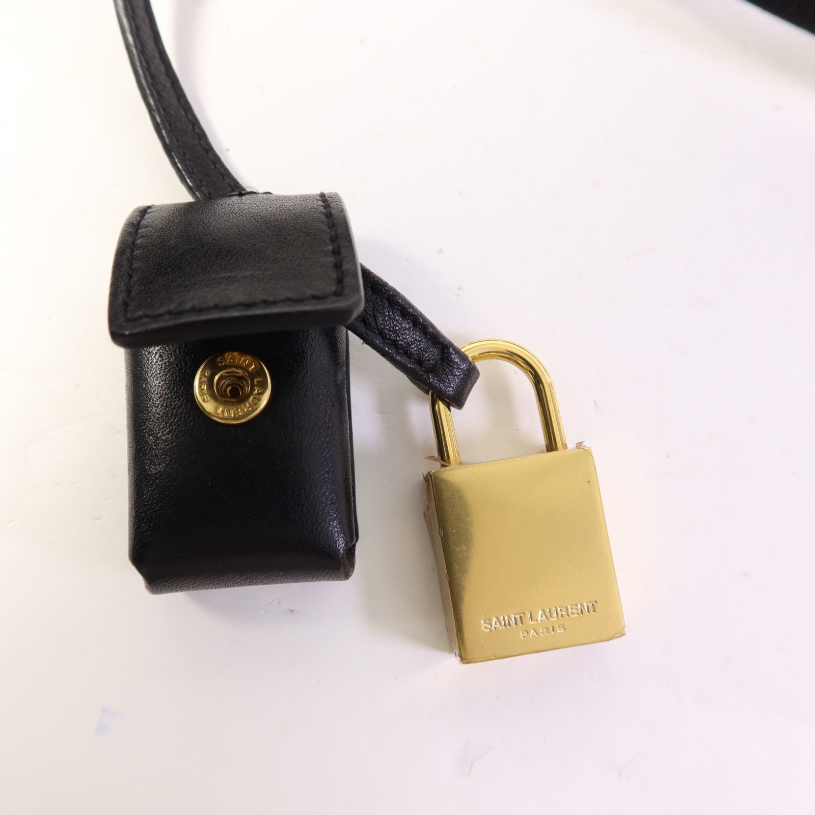 SAINT LAURENT 絨布/牛皮皮革2 Way Shoulder Bag金扣手挽肩背兩用袋