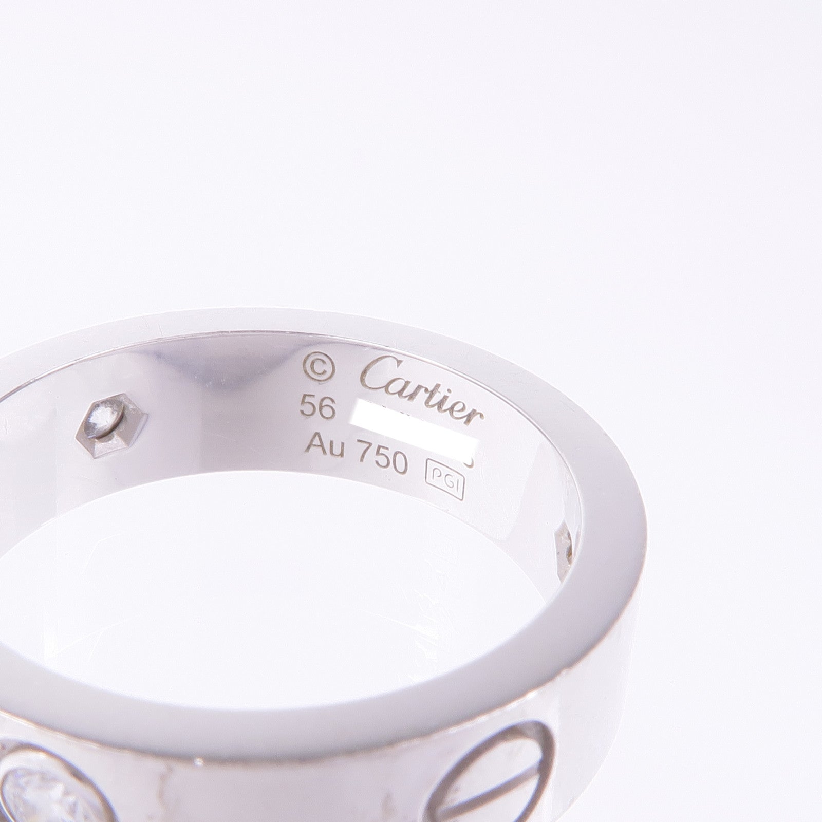 CARTIER 18K白金Love Ring 3P Diamond鑽石戒指Cartier#56/US#7.5