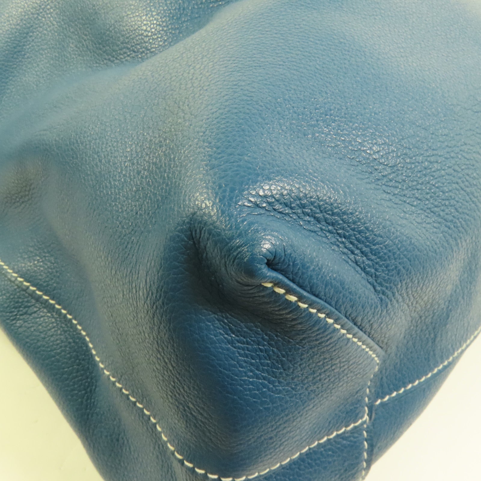 HERMES Clemence皮革Double Sens 45手挽袋Etain/Bleu Izmir