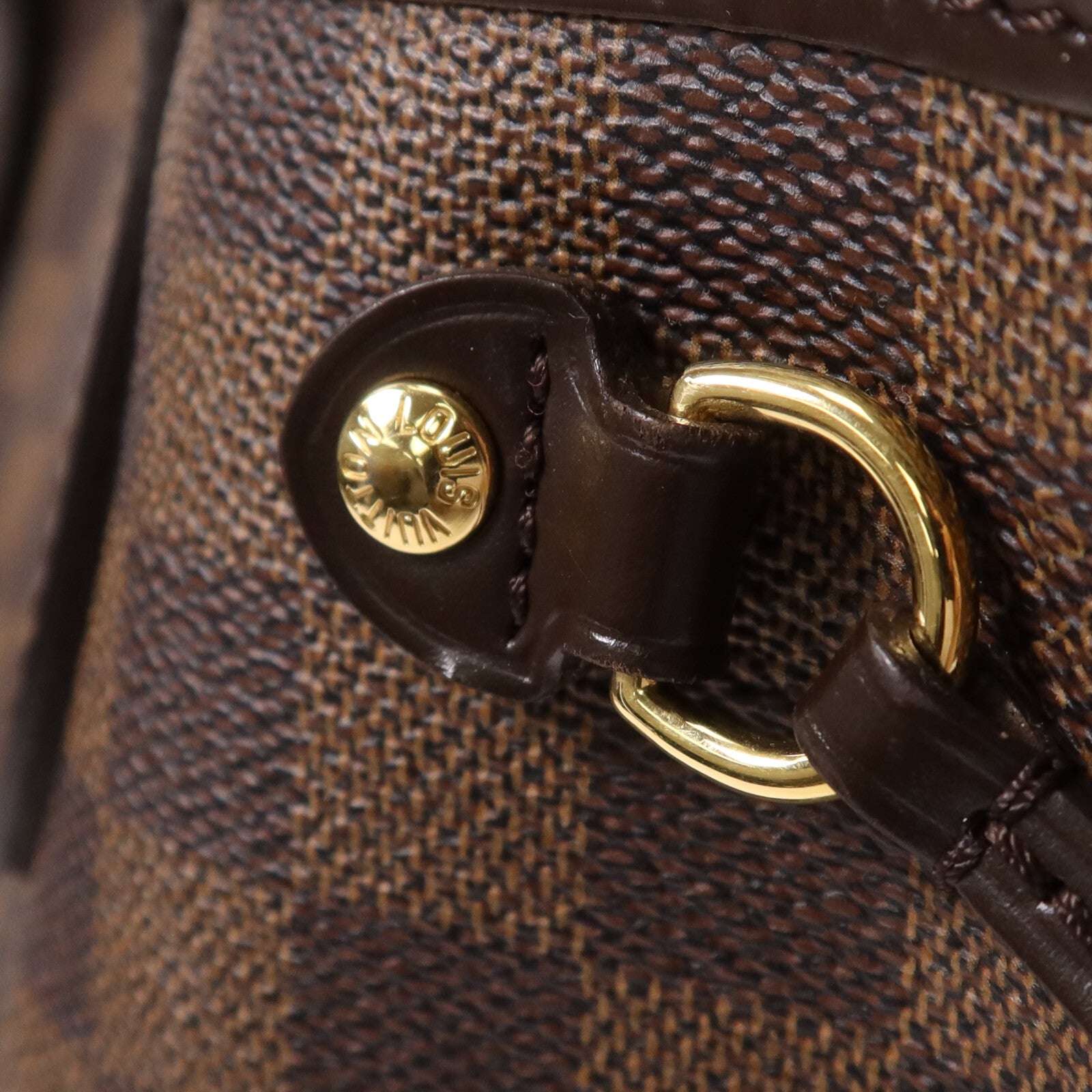 LOUIS VUITTON Damier Neverfull PM金扣手挽袋