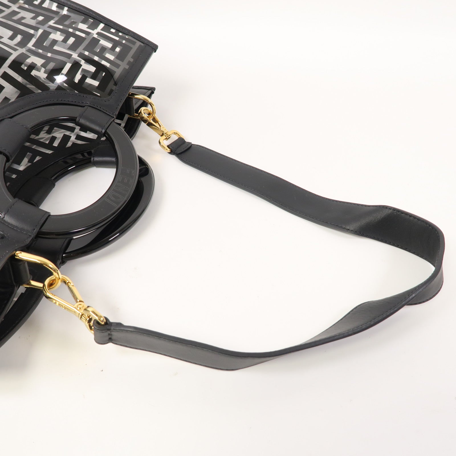 FENDI PVC 2 Way Shoulder Bag金扣手挽肩背兩用袋黑色