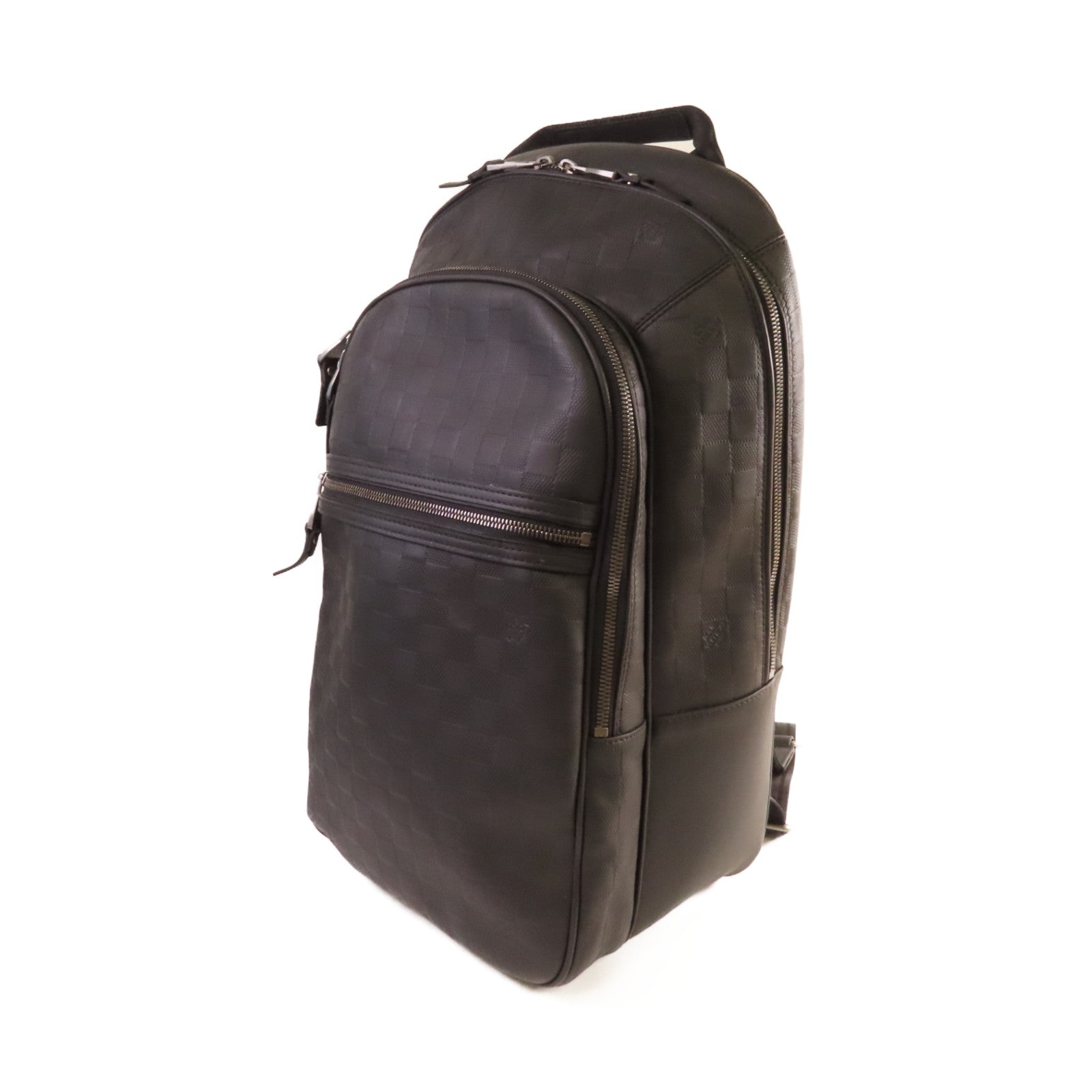LOUIS VUITTON Damier Infini Michael Backpack銀扣背包黑色
