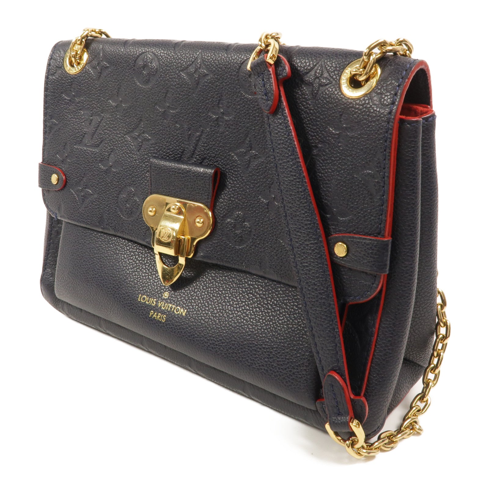 LOUIS VUITTON Monogram Empreinte Vavin PM肩背袋深藍色