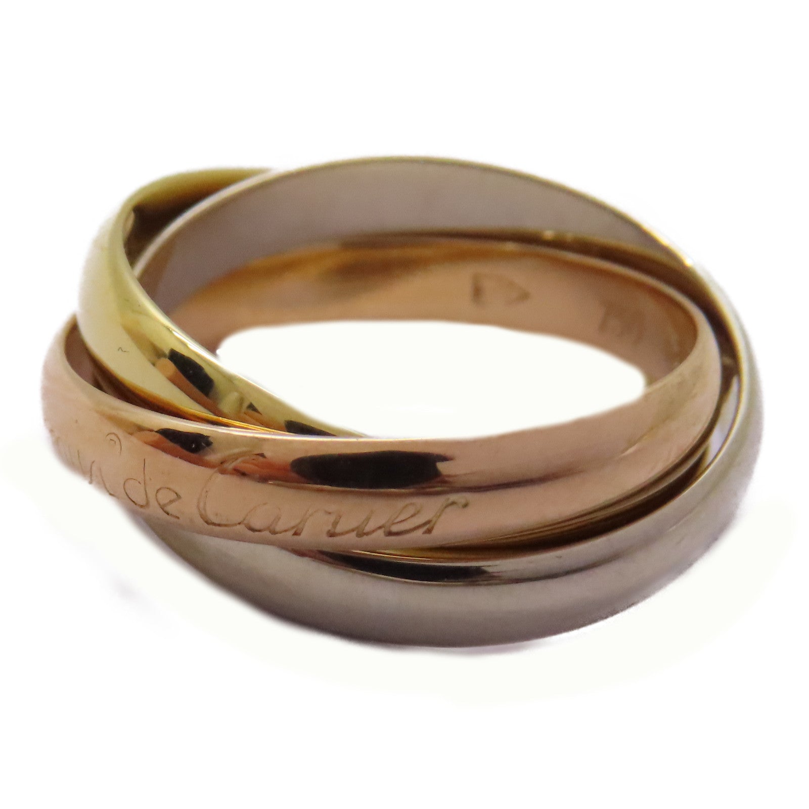 CARTIER 18K黃金/白金/玫瑰金Trinity Ring戒指US#6/Cartier#52