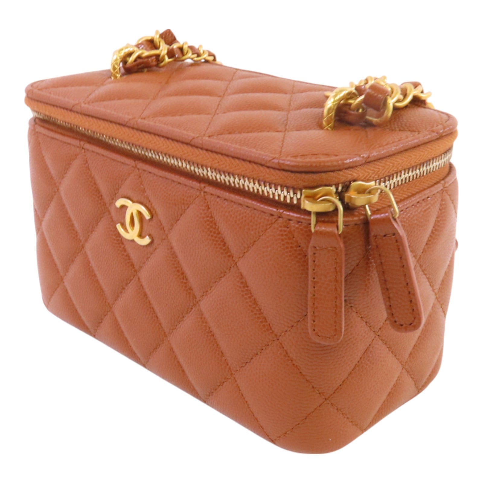 CHANEL 牛皮皮革Vanity Bag金扣鏈帶肩背袋