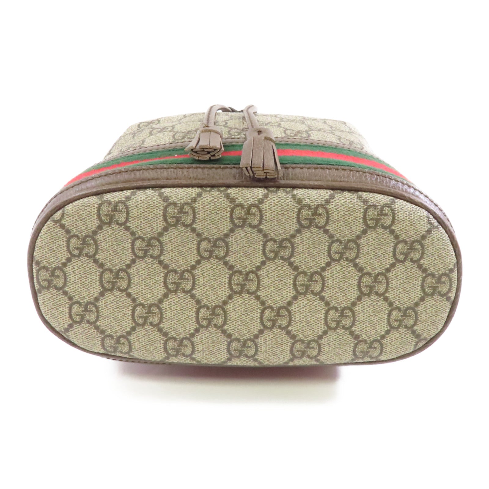 GUCCI 塗層帆布/皮革GG Ophidia Bucket Bag金扣手挽肩背兩用袋啡色