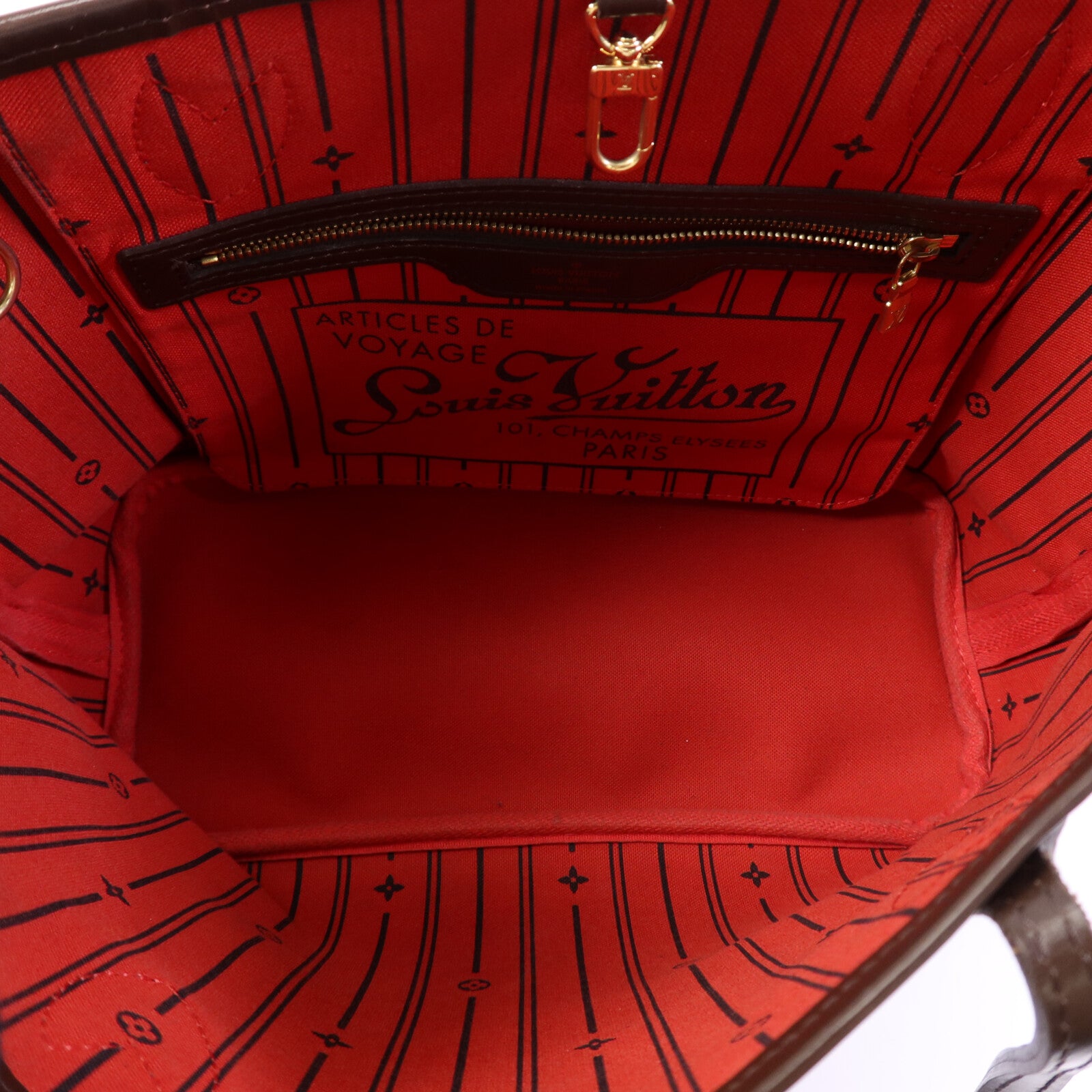 LOUIS VUITTON Damier Neverfull PM金扣手挽袋