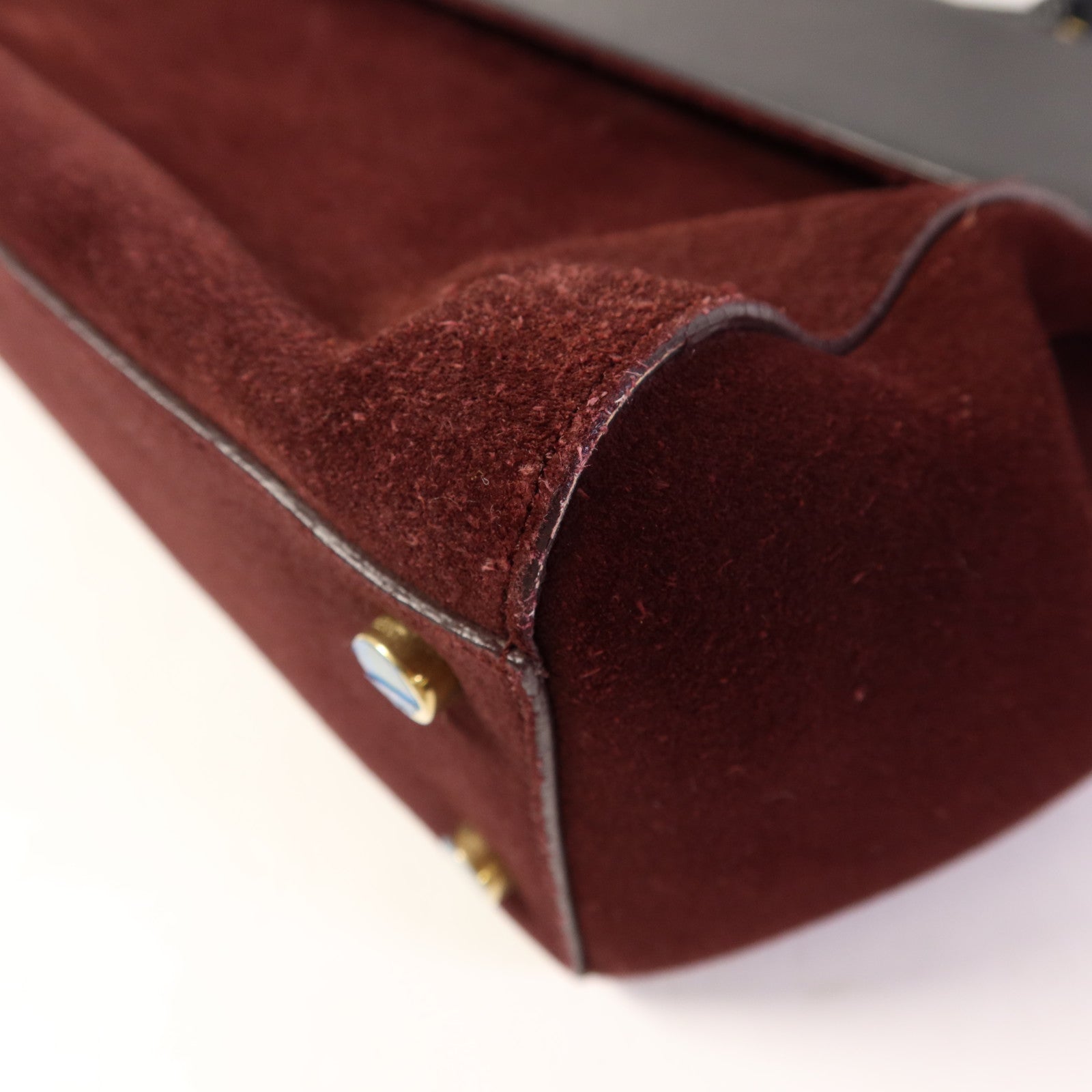 SAINT LAURENT 絨布/牛皮皮革2 Way Shoulder Bag金扣手挽肩背兩用袋