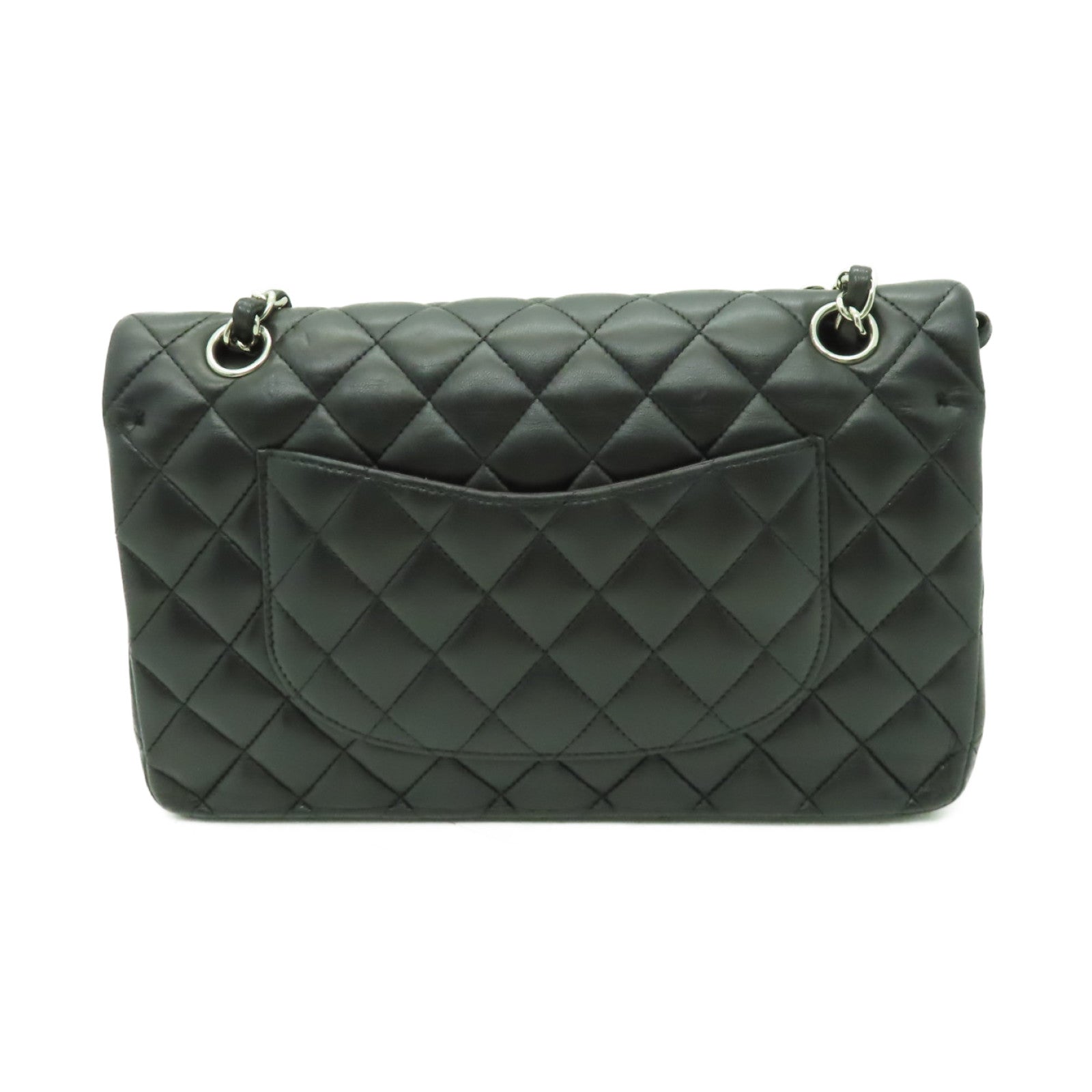 CHANEL **【清倉大減價】菱格羊皮皮革Classic 25銀扣鏈帶肩背袋黒色
