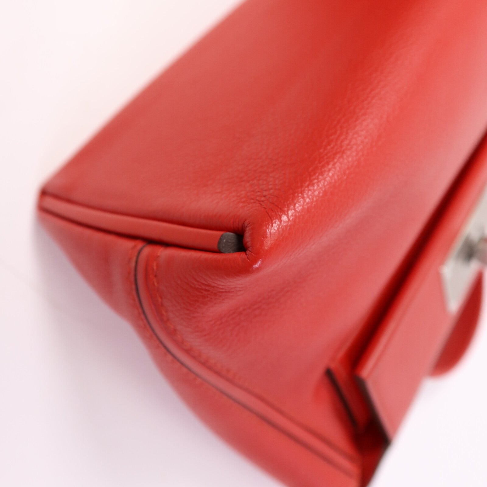 HERMES Evercolor/Swift皮革24/24 Mini銀扣手挽肩背兩用袋Rouge Piment