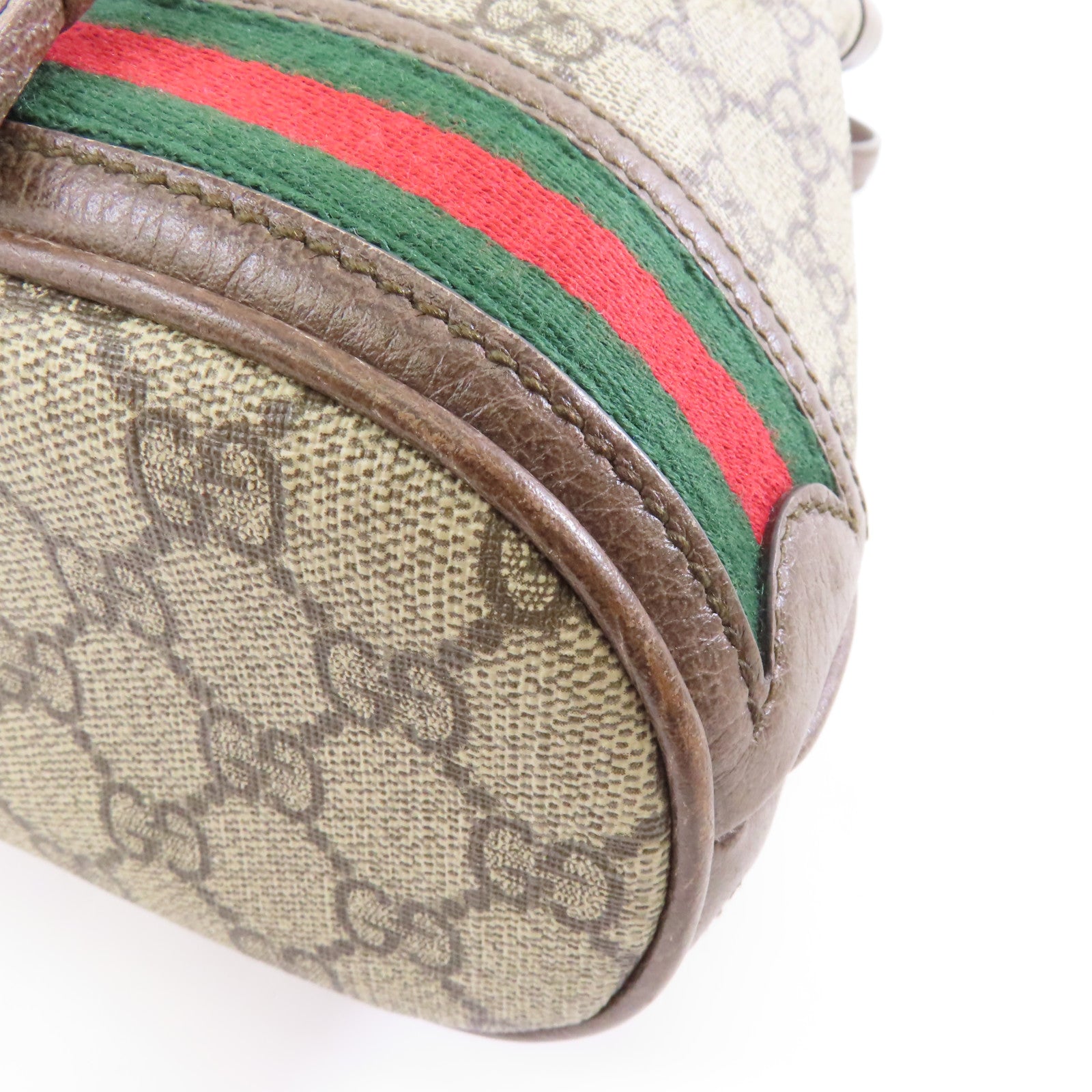 GUCCI 塗層帆布/皮革GG Ophidia Bucket Bag金扣手挽肩背兩用袋啡色