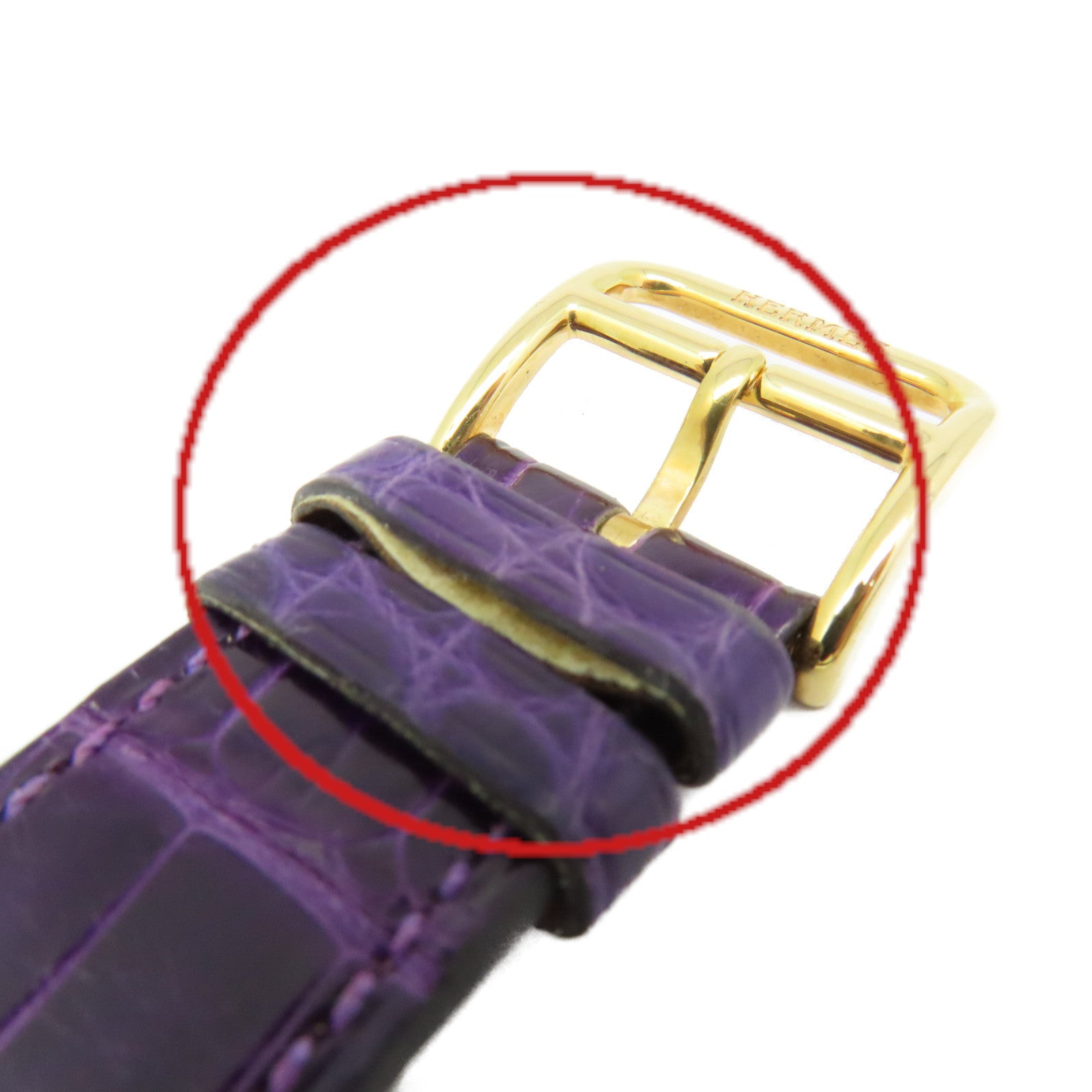 HERMES 18K黃金/鱷魚皮革帶/鑽石Cape Cod Watch自動機芯手錶貝殼色/金色