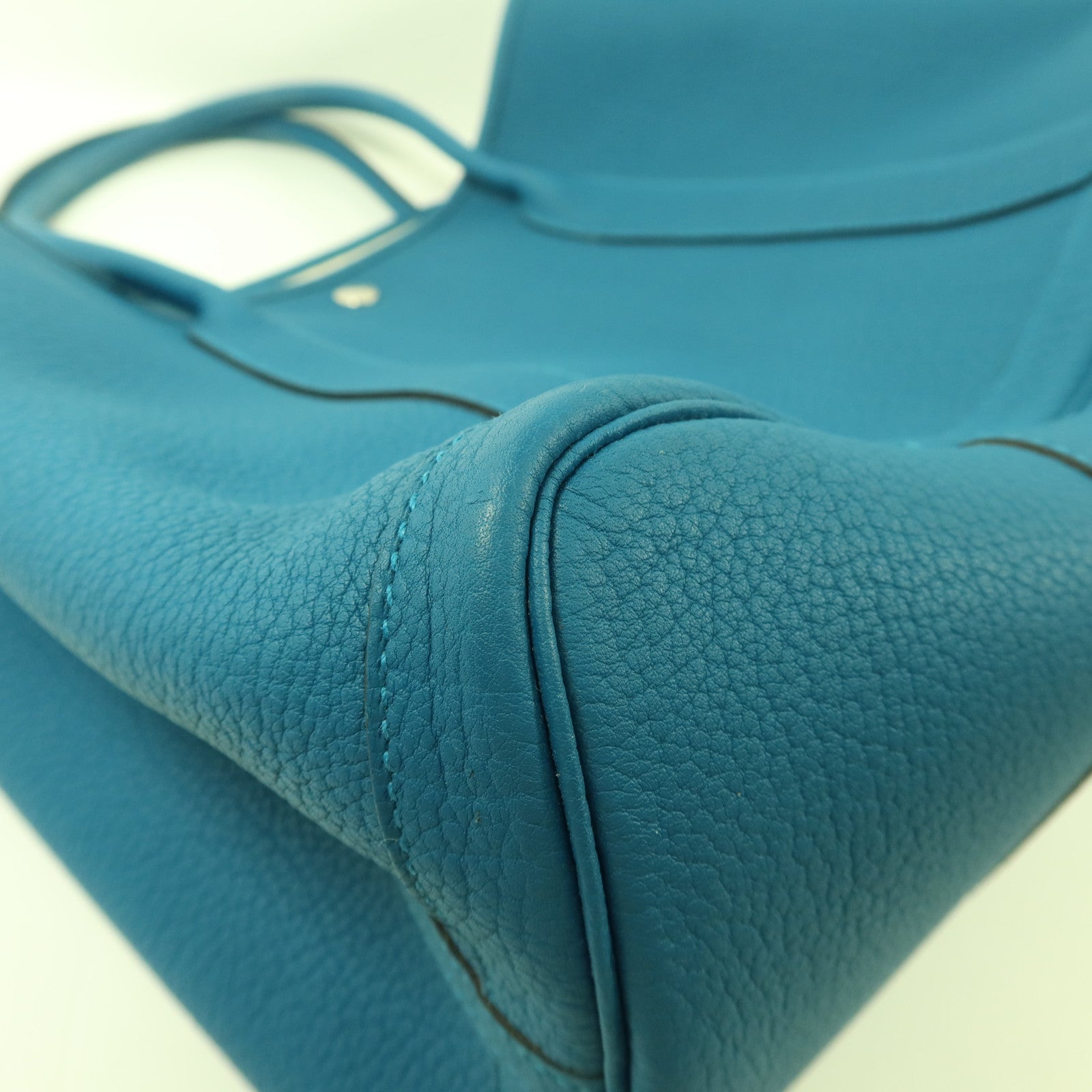 HERMES Negonda皮革Garden Party PM銀扣手挽袋Bleu Izmir